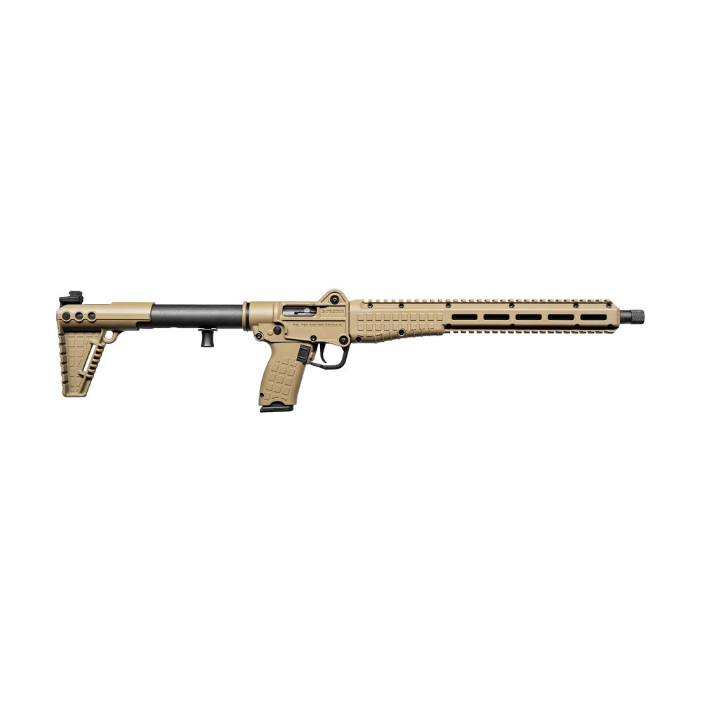 kel tec sub2k10glktan sub2000 gen3 10mm auto 15+1 16.15" black threaded barrel, tan picatinny rail receiver, m lok handguard, rotating forend, 3 position adj tan polymer stock, glock 20 grip Kel-Tec SUB2K10GLKTAN SUB2000 Gen3 10mm Auto 15+1 16.15" Black Threaded Sports South item 180976
