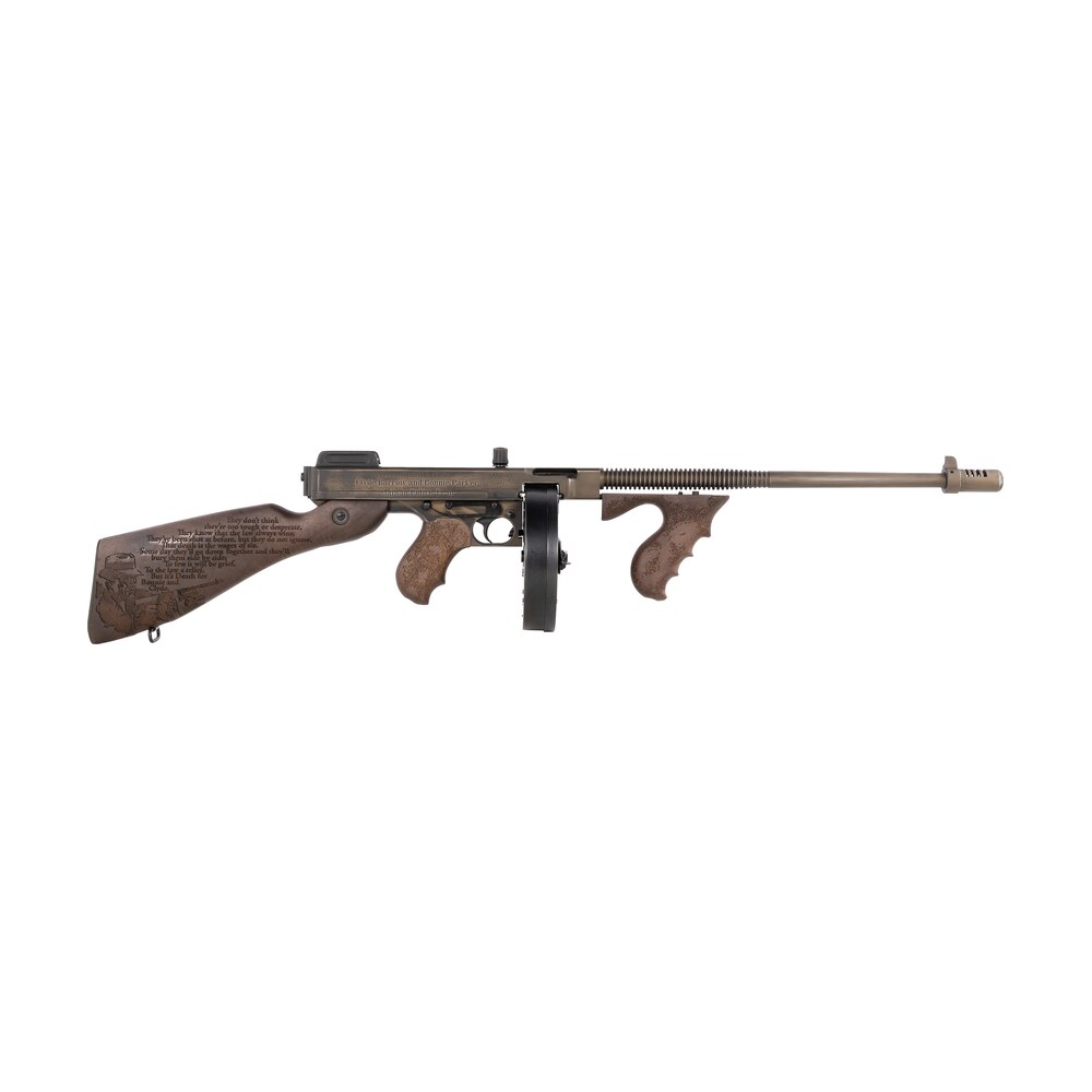 thompson t150dc6 1927a 1 bonnie & clyde .45 cal 50+1 18" finned barrel, aluminum receiver fixed stock Thompson T150DC6 1927A-1 Bonnie & Clyde .45 Cal 50+1 18" Finned Sports South item 181042