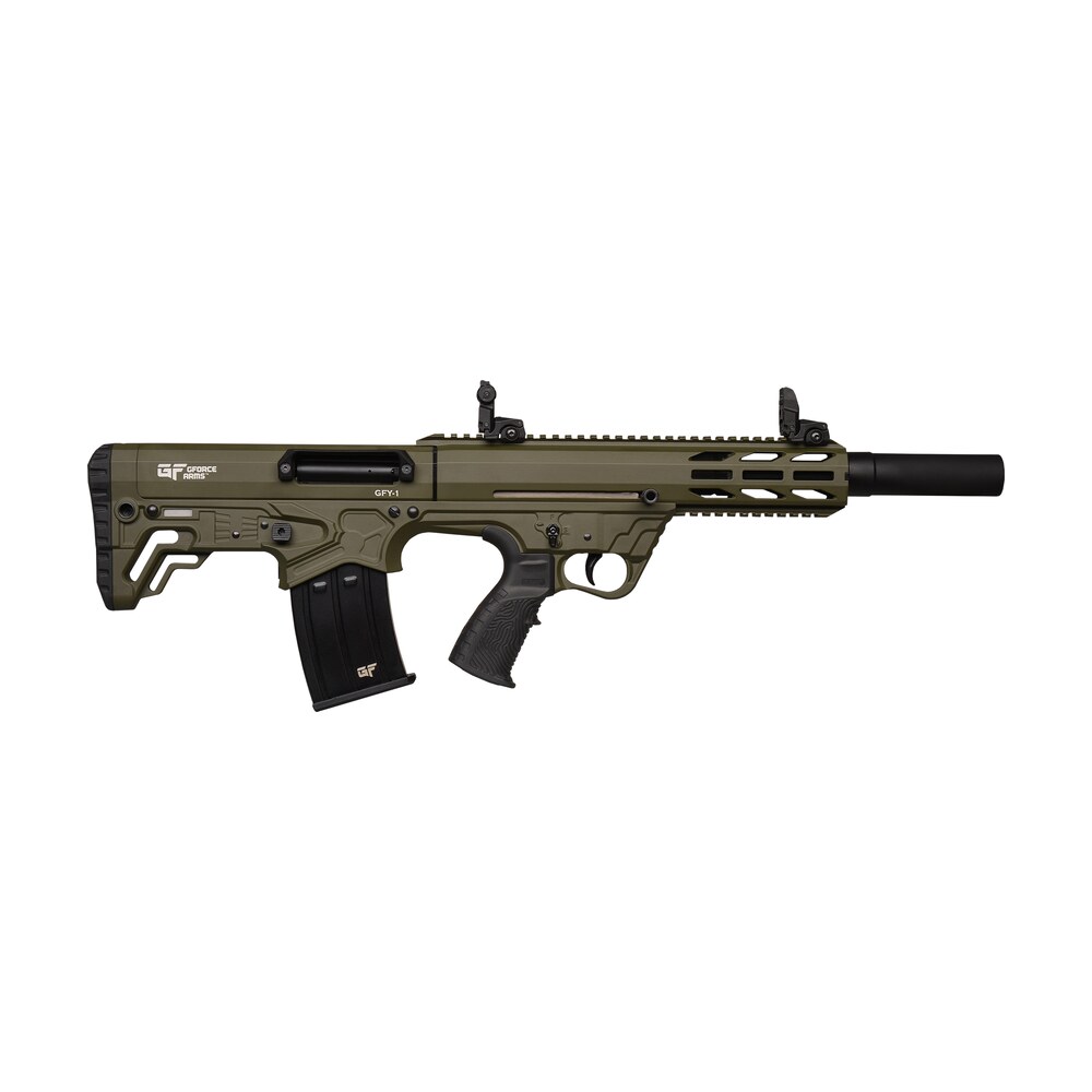 gforce arms gfy11220odg gfy 1 usa 12 gauge semi auto 3" 5+1 18.50" black threaded barrel, od green cerakote aluminum receiver w/picatinny rail, od green bullpup polymer stock, polymer grip Gforce Arms GFY11220ODG GFY-1 USA 12 Gauge Semi-Auto 3" 5+1 18.50" Black Threaded Sports South item 181239