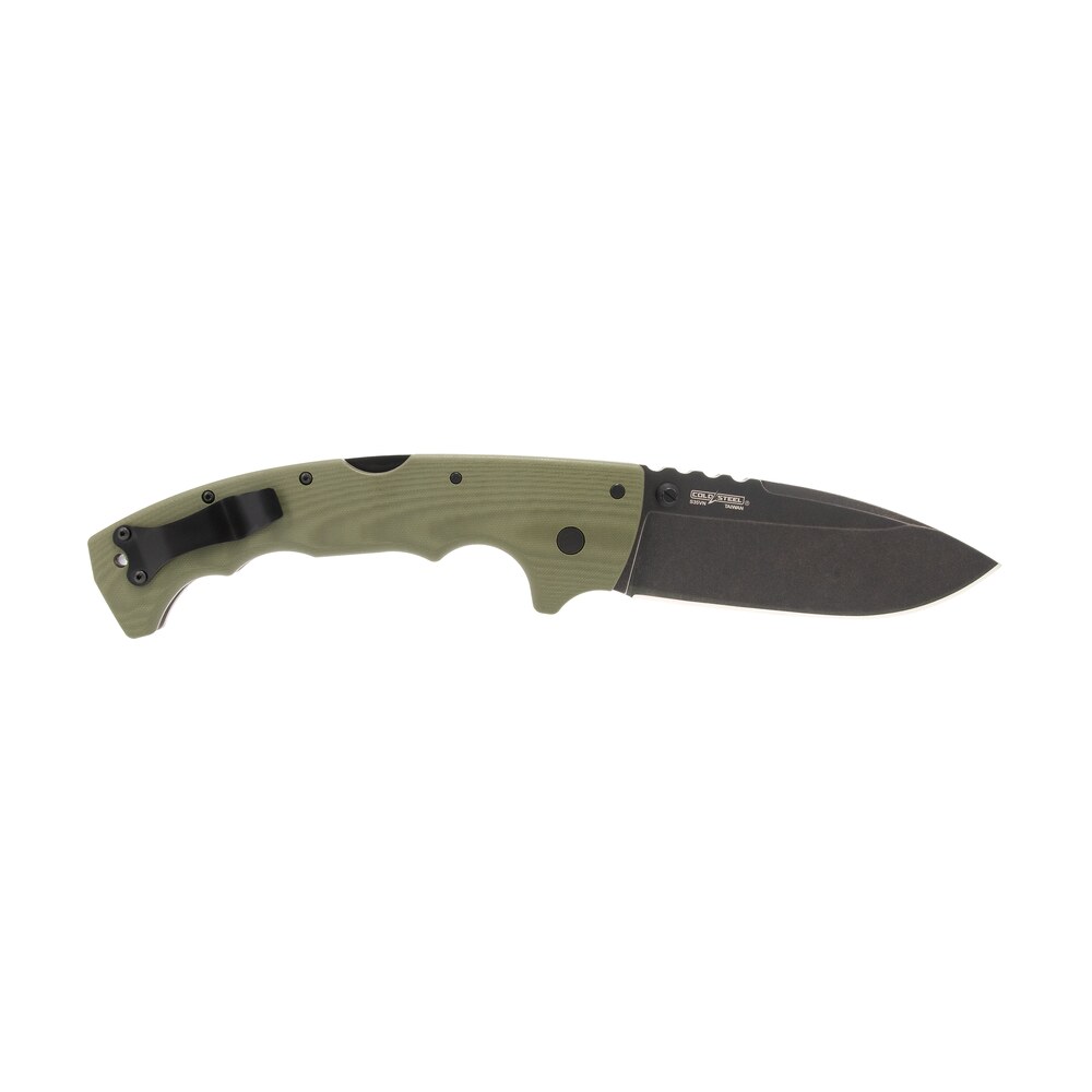 cold steel csfl50max 5 max 5" folding drop point plain black stonewashed s35vn blade, 7.13" od green textured g10 handle Cold Steel CSFL50MAX 5-Max 5" Folding Drop Point Plain Black Stonewashed S35VN Blade, 7.13" OD Sports South item 181312