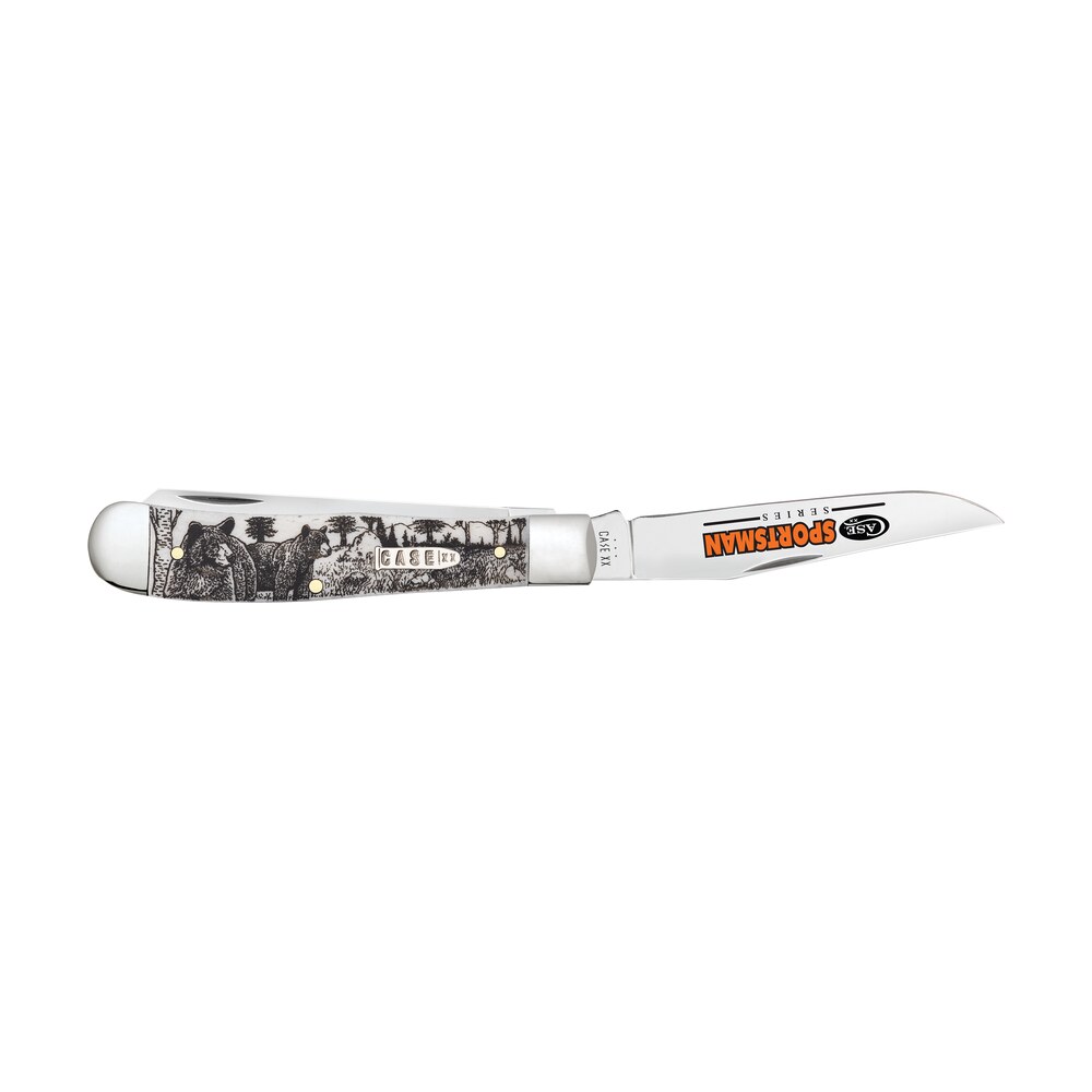 case 81223 sportsman trapper 3.24" clip/3.27"spey folding plain mirror polished tru sharp ss blade, bear wildlife engraving natural bone handle Case 81223 Sportsman Trapper 3.24" Clip/3.27"Spey Folding Plain Mirror Polished Tru-Sharp SS Sports South item 181325