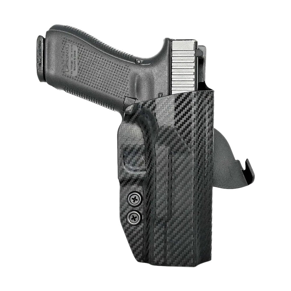 rounded gear glk172231cfrhowbpdl paddle holster owb black carbon fiber kydex fits glock 17 right hand Rounded Gear GLK172231CFRHOWBPDL Paddle Holster OWB Black Carbon Fiber Kydex Sports South item 181862