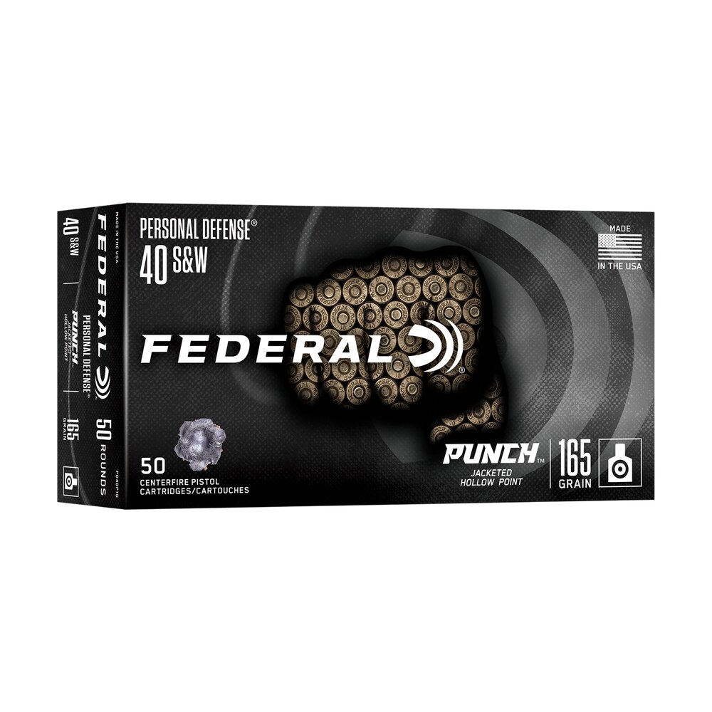 federal pd40p1g punch 40s&w 165gr jacketed hollow point 50 per box/10 case Federal PD40P1G Punch 40S&W 165gr Jacketed Hollow Point 50 Per Box/10 Case Sports South item 182391