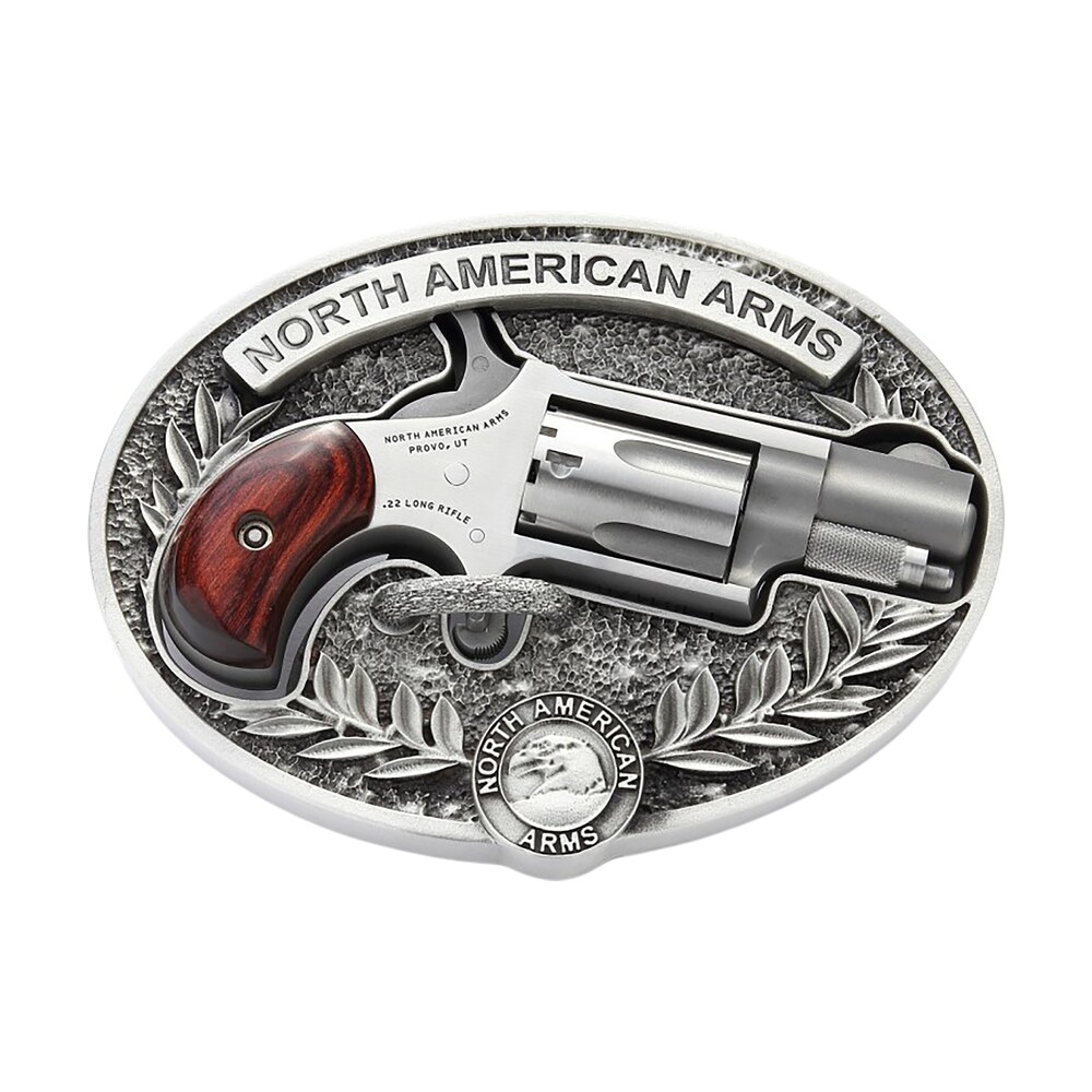 north american arms 22lr bbo mini revolver w/belt buckle 22 lr 5 shot 1.13" stainless steel barrel, frame & cylinder, rosewood birdshead grip, exposed hammer, includes custom carry belt buckle North American Arms 22LR-BBO Mini-Revolver Sports South item 182715