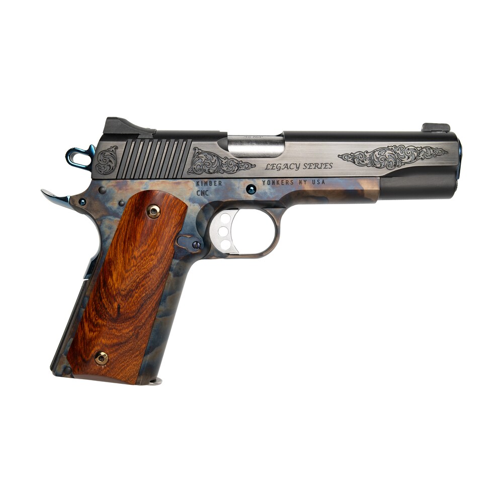 cnc firearms cnclegacy45 kimber 1911 legacy 45 acp 7+1 5" stainless steel barrel, color case hardened steel engraved/serrated slide, color case hardened steel frame, walnut grip Cnc Firearms CNCLEGACY45 Kimber 1911 Legacy 45 ACP 7+1 5" Stainless Steel Sports South item 182759