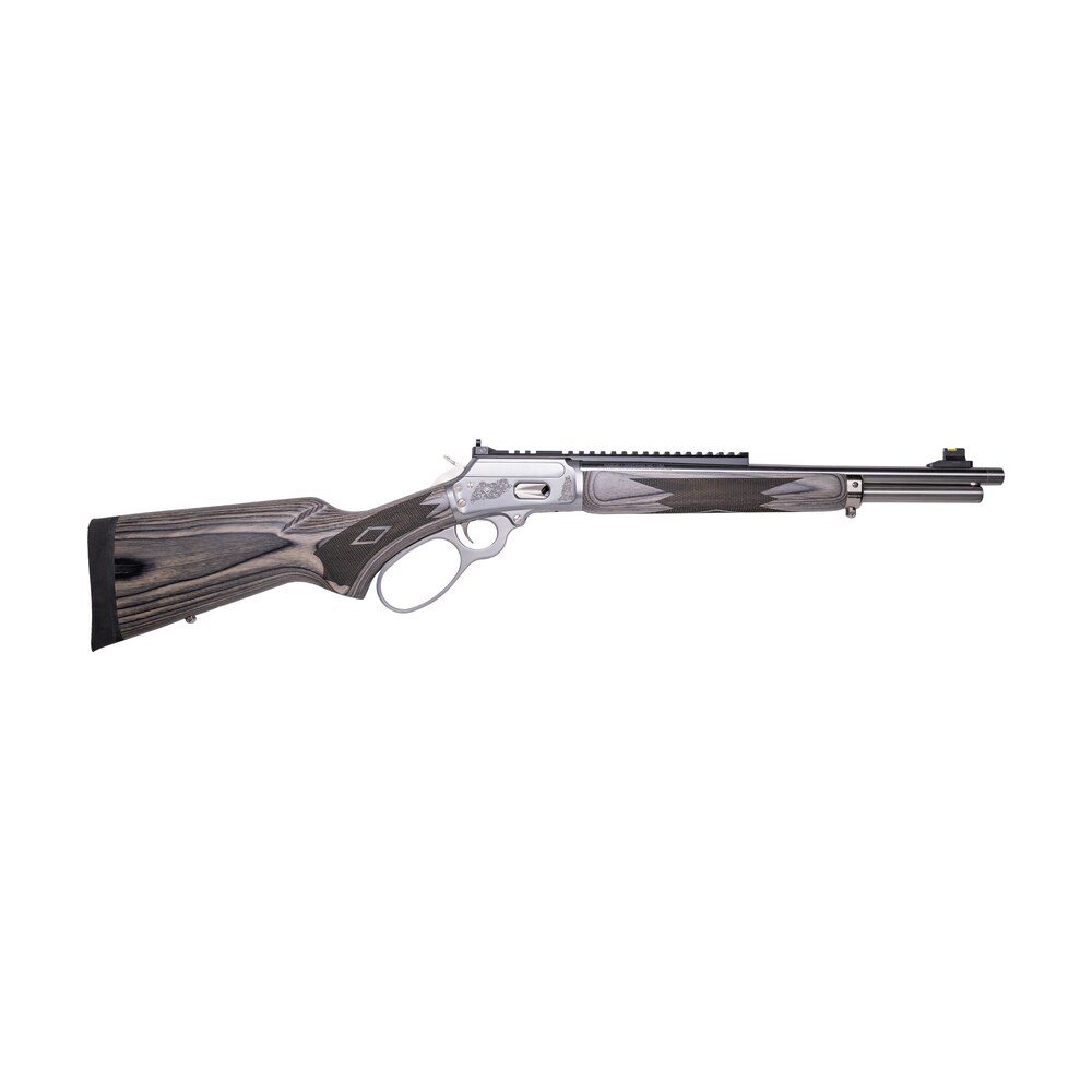 cnc firearms cncmar44 marlin 1894 wild boar 44 mag 8+1 16" polished threaded barrel, polished engraved w/wild boar stainless steel receiver w/picatinny rail receiver, gray fixed laminate stock Cnc Firearms CNCMAR44 Marlin 1894 Wild Boar 44 Mag 8+1 16" Polished Threaded Sports South item 182766