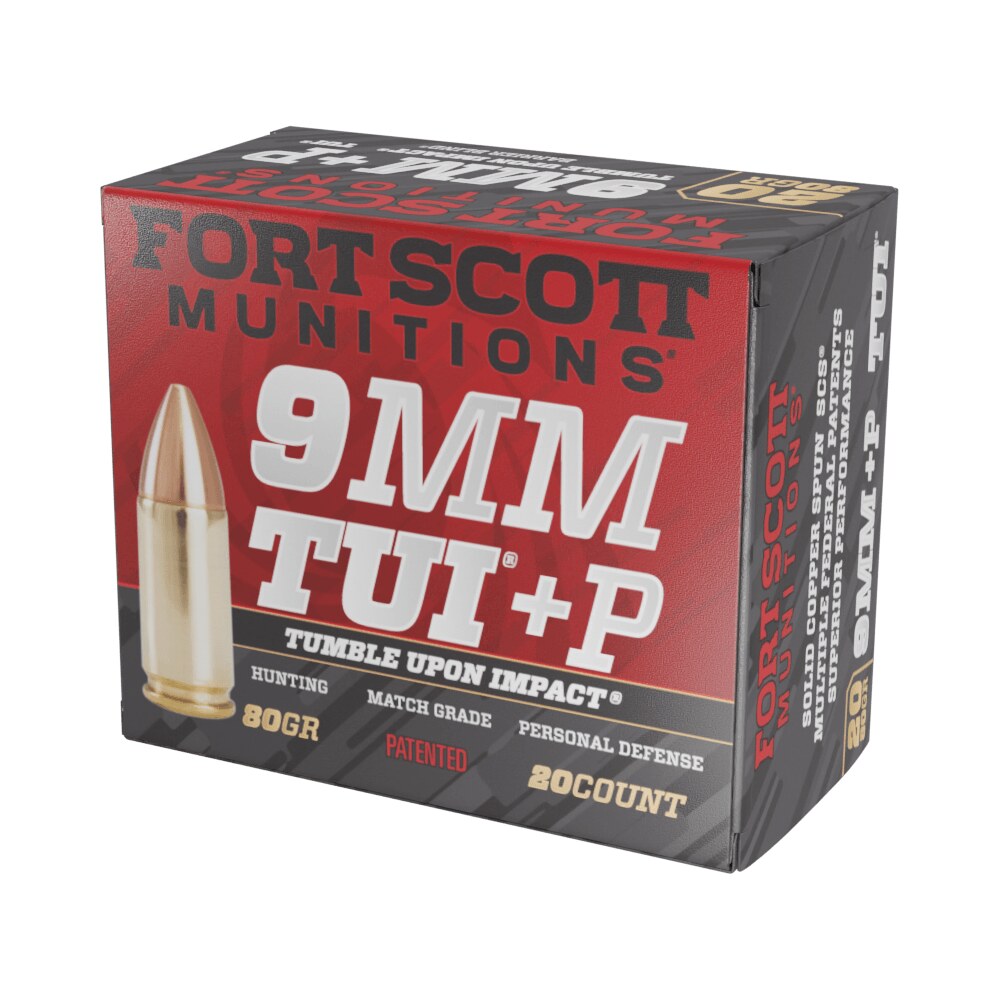 fort scott munitions 9mm+p 080 scv tumble upon impact (tui) 9mm+p 80gr solid copper spun 20 per box/25 case Fort Scott Munitions 9MM+P-080-SCV Tumble Upon Impact (TUI) 9mm+P 80gr Solid Copper Spun 20 Per Sports South item 182977