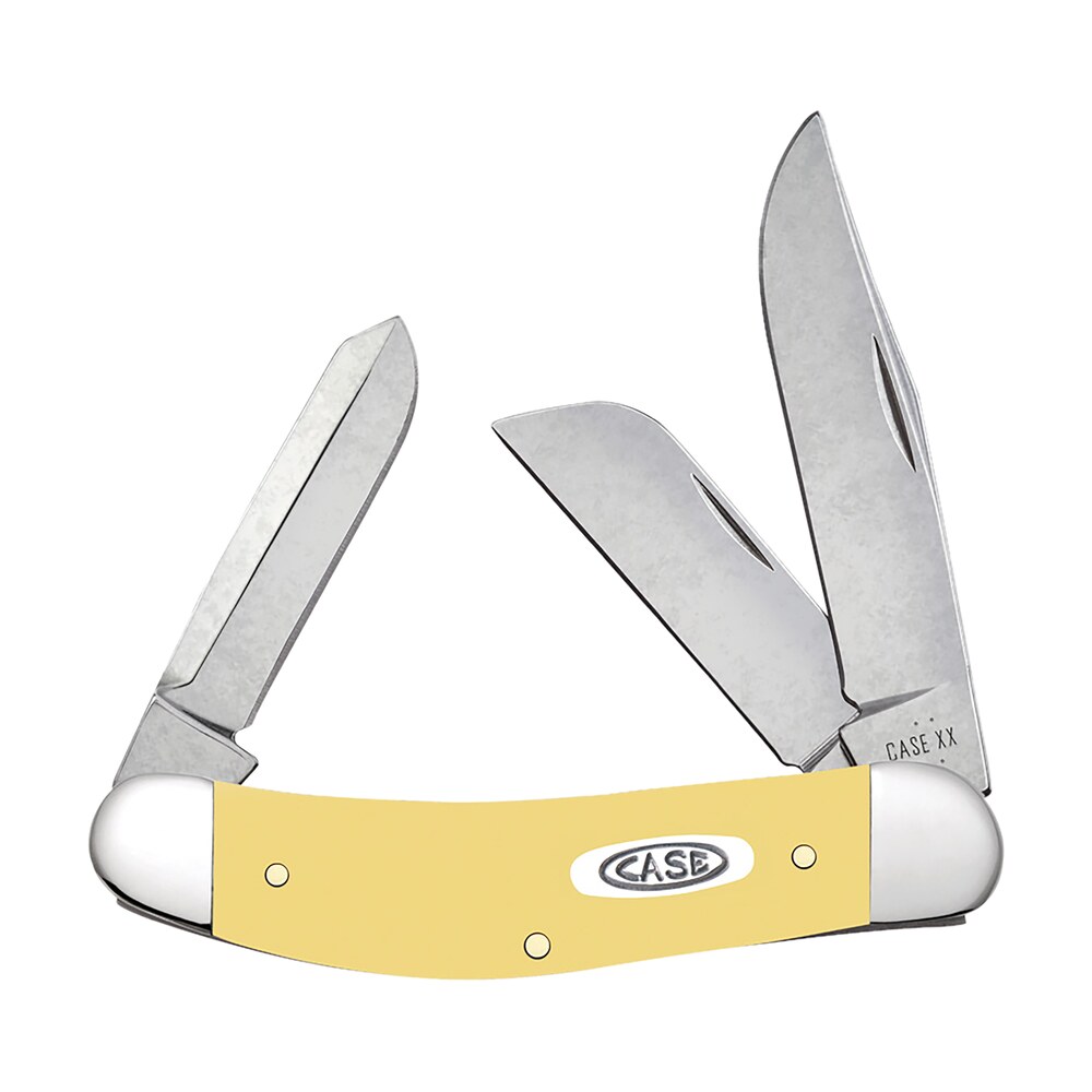 case 30118 sowbelly folding clip point/sheepsfoot/spey plain mirror polished tru sharp ss blade, smooth yellow synthetic handle Case 30118 Sowbelly Folding Clip Point/Sheepsfoot/Spey Plain Mirror Polished Tru-Sharp SS Sports South item 183665