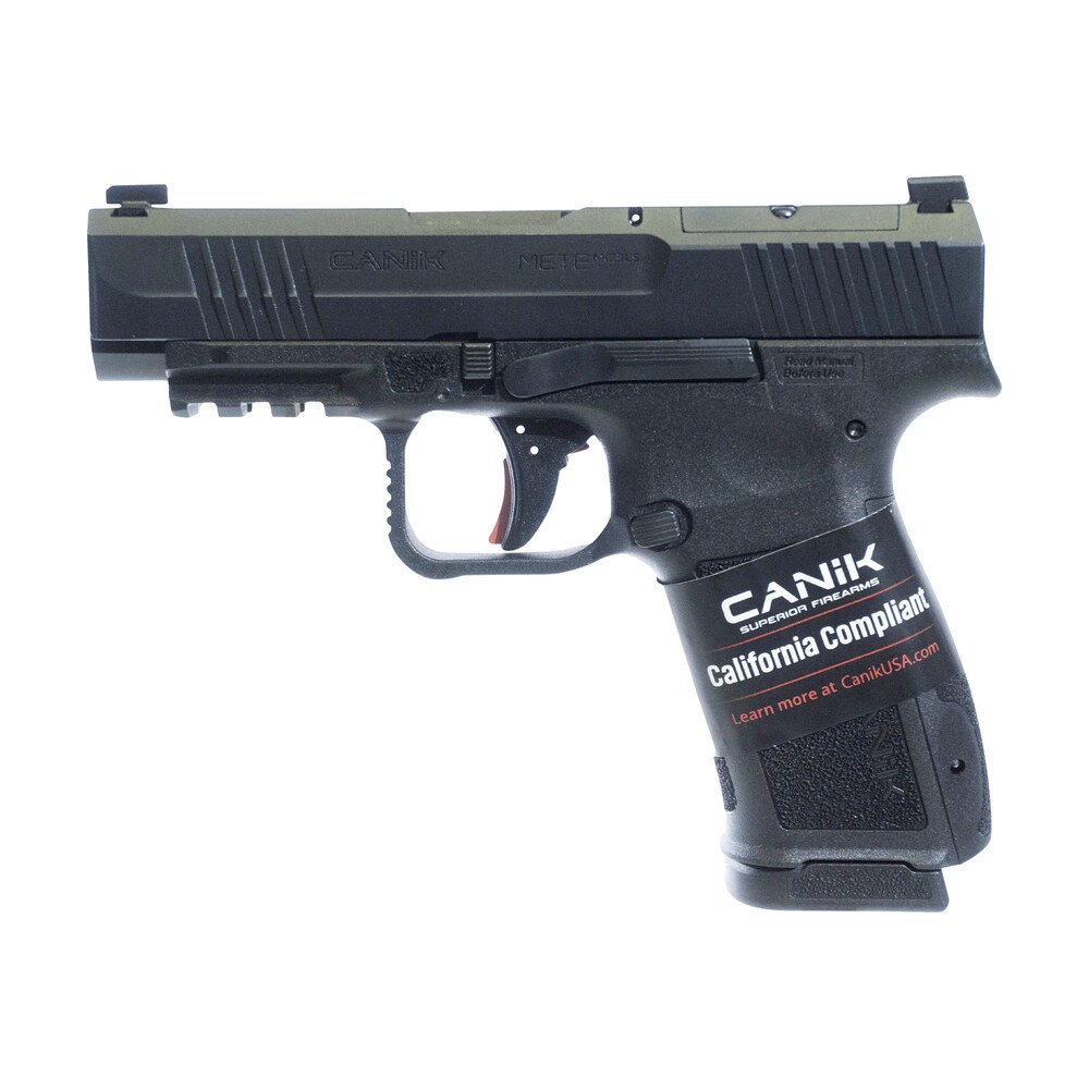 canik hg7885ca n mete mc9ls *ca compliant 9mm luger 10+1 3.63" black steel barrel, black nitride steel serrated slide, black polymer frame w/picatinny rail, interchangeable backstrap grip Canik HG7885CA-N Mete MC9LS *CA Compliant 9mm Luger 10+1 3.63" Black Steel Sports South item 183726