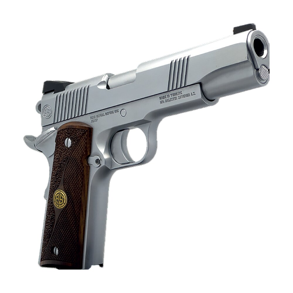 dickinson llc dksn9b 1911 adam b commander frame 9mm luger 9+1 4.25" stainless button rifled barrel, stainless b serrations slide, stainless steel frame, wood grip Dickinson LLC DKSN9B 1911 Adam B Commander Frame 9mm Luger 9+1 4.25" Stainless Button Rifled Sports South item 184088