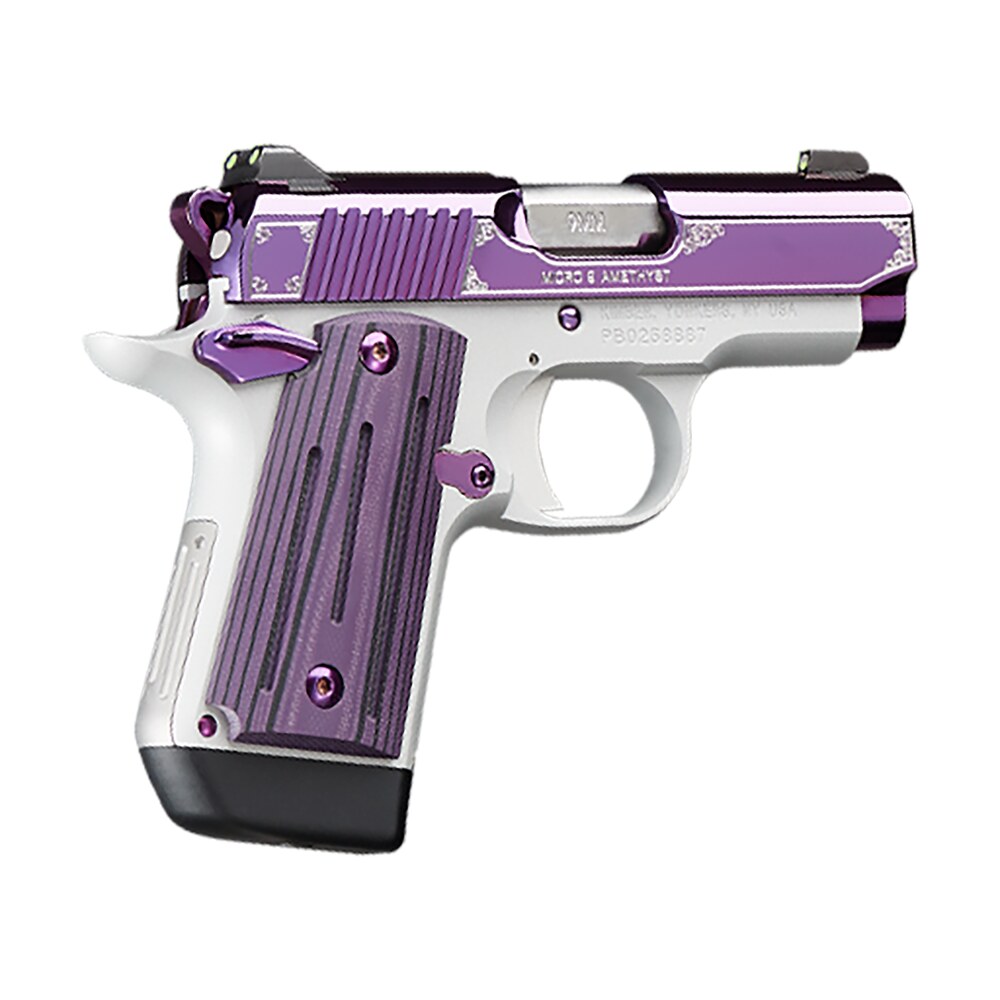 kimber mfg, inc 3300214 micro 9 9mm luger 7+1 3.15" stainless ramped steel barrel, purple pvd w/border engraving stainless steel serrated slide, kimpro ii silver aluminum frame, black/purple g10 grip Kimber Mfg, Inc 3300214 Micro 9 9mm Luger 7+1 3.15" Stainless Ramped Steel Sports South item 184146