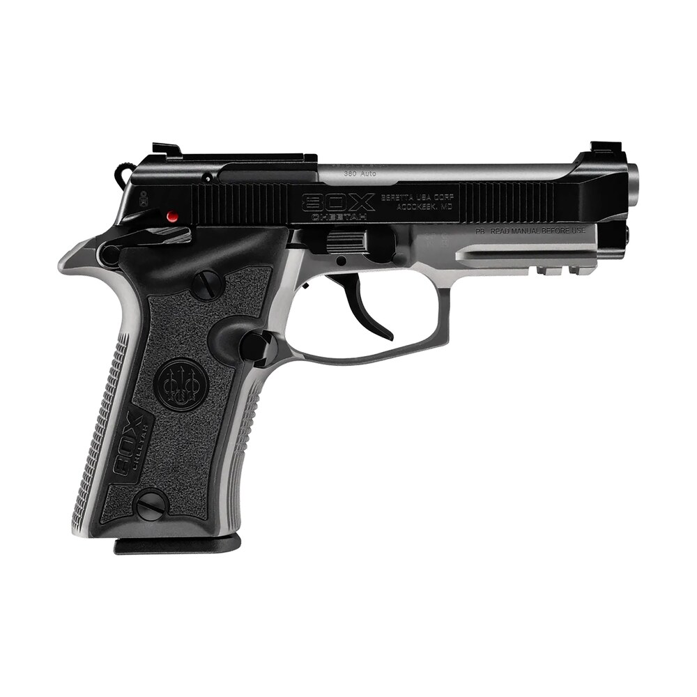 beretta usa spec0716a 80x cheetah micro compact frame 380 acp 13+1 3.90" stainless barrel, black stainless steel optic ready/serrated slide, gray aluminum frame w/picatinny rail, black vertec grip Beretta USA SPEC0716A 80X Cheetah Micro-Compact Frame 380 ACP 13+1 3.90" Stainless Sports South item 184174