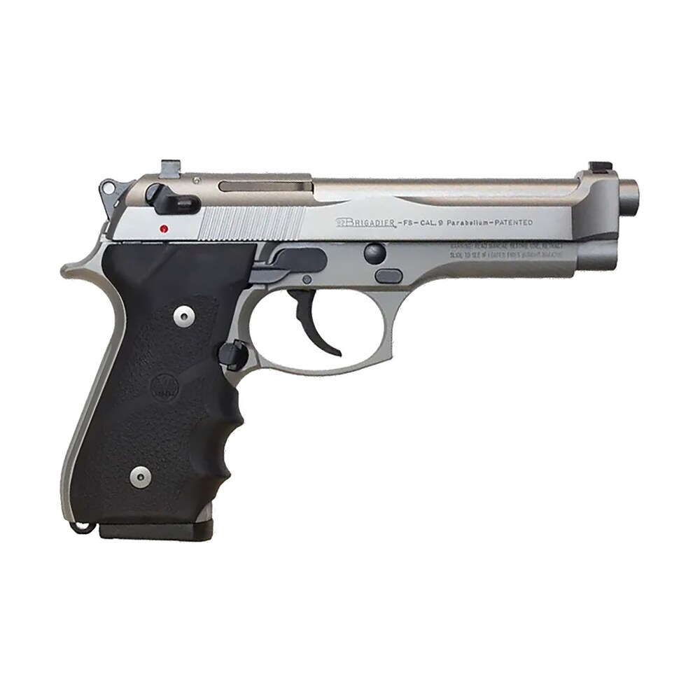 beretta usa j92f560 92fs brigadier 9mm luger 10+1 4.90" stainless steel barrel, inox stainless steel serrated slide, inox aluminum frame, black stippled rubber grip Beretta USA J92F560 92FS Brigadier 9mm Luger 10+1 4.90" Stainless Steel Sports South item 184182