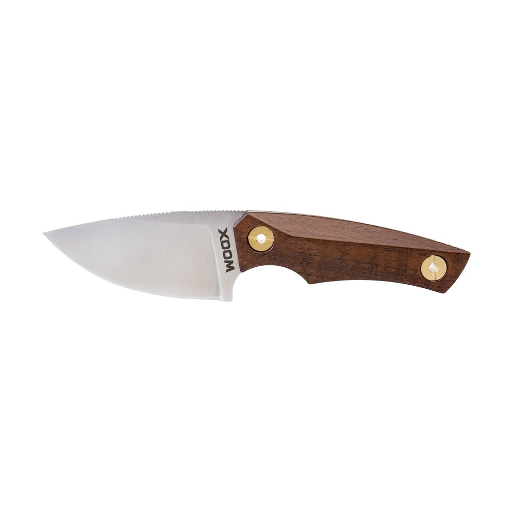 woox bu.knf030.01 bad boy 2.75" plain drop point d2 steel blade american walnut w/ brass hardware handle 6.25" oal Woox BU.KNF030.01 Bad Boy 2.75" Plain Drop Point D2 Steel Blade American Walnut Sports South item 184267