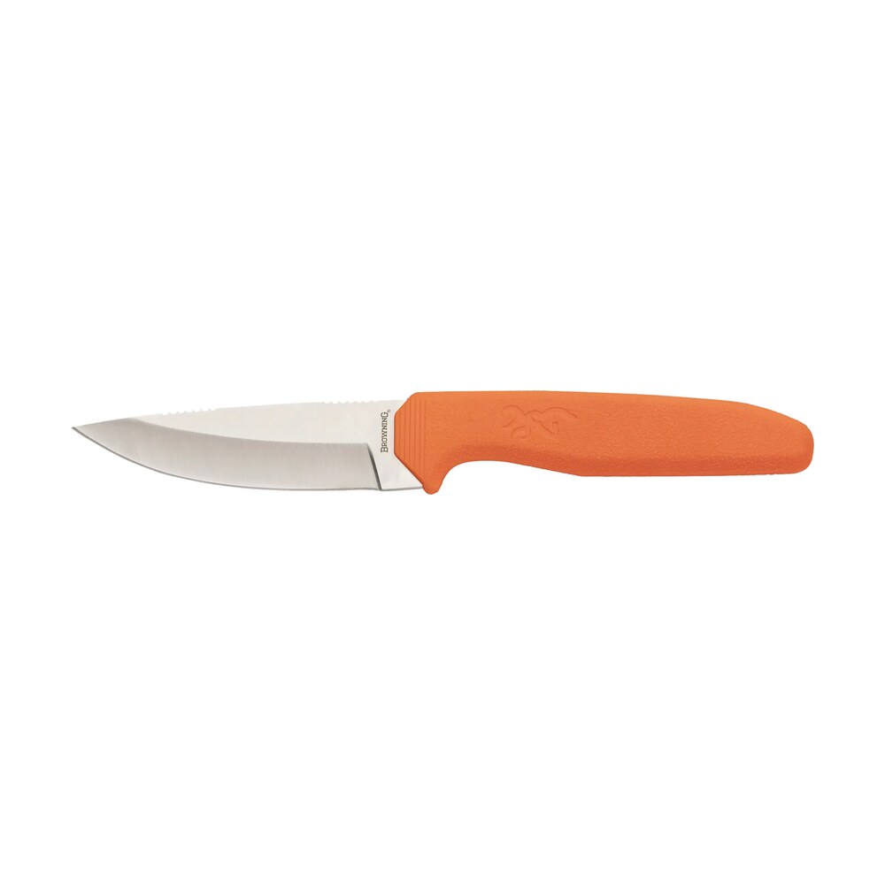 browning 3220554 sharp ridge skinner 3.50" fixed drop point plain 8cr13mov ss blade, orange anti skid rubber handle Browning 3220554 Sharp Ridge Skinner 3.50" Fixed Drop Point Plain 8Cr13MoV SS Blade, Orange Sports South item 184394