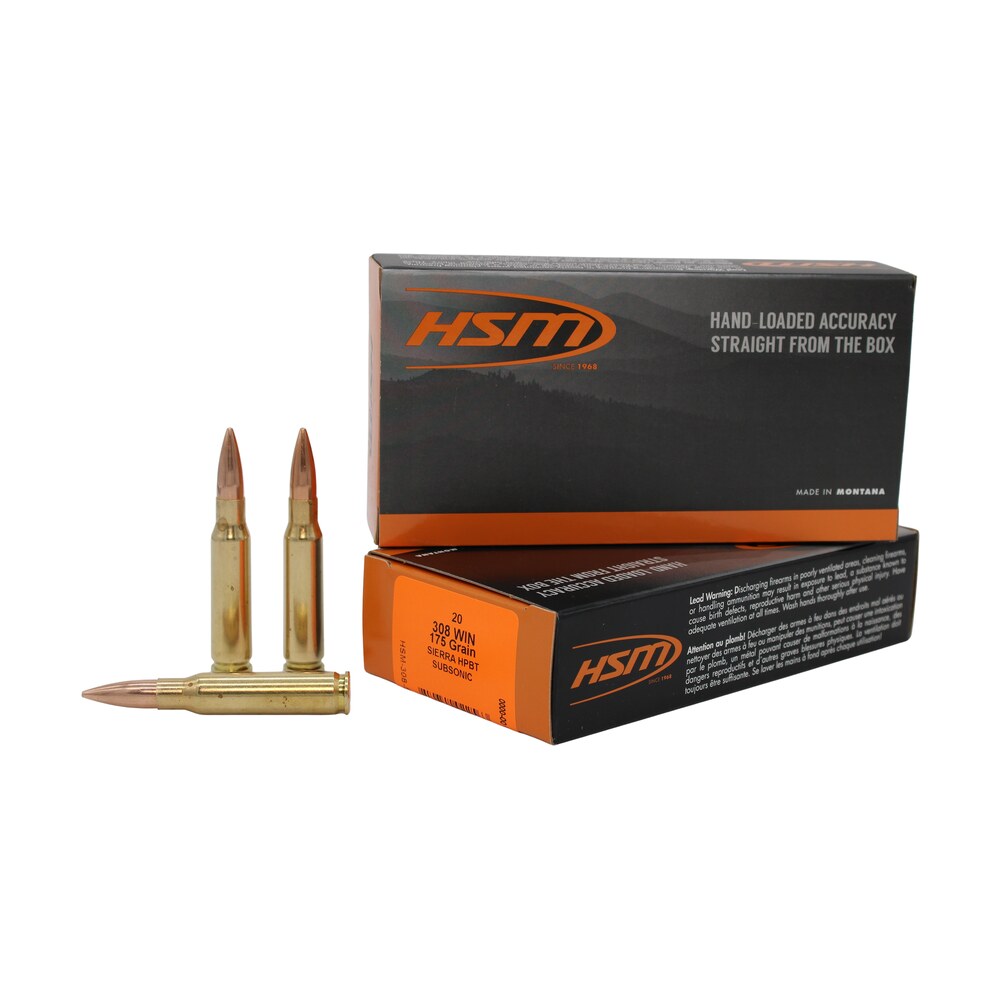 hsm 3085n match subsonic 308win 175gr hollow point boat tail 20 per box/25 case HSM 3085N Match Subsonic 308Win 175gr Hollow Point Boat Tail 20 Per Box/25 Case Sports South item 184585