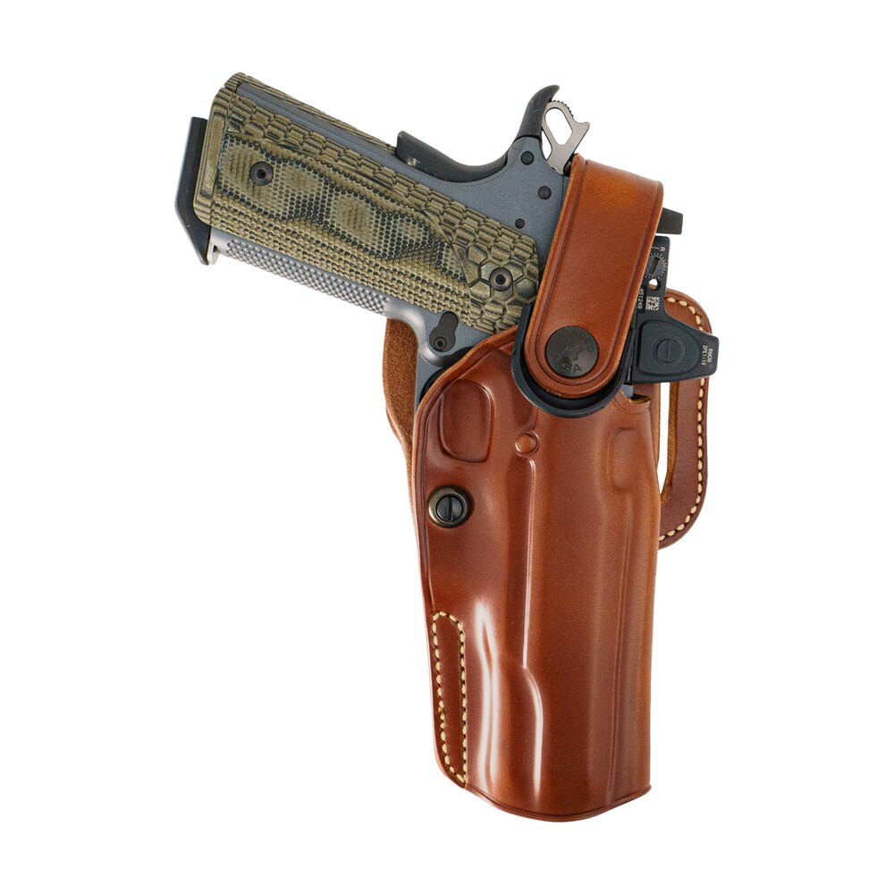 galco apo224r apo strongside/crossdraw owb tan steerhide fits glock 17 gen1 5 belt holster mount right hand Galco APO224R APO Strongside/Crossdraw OWB Tan Steerhide Sports South item 184594
