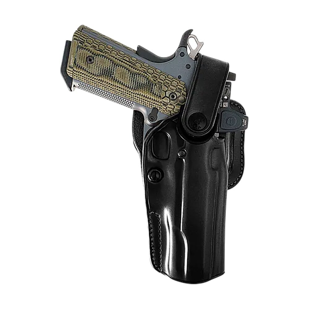 galco apo224rb apo strongside/crossdraw owb black steerhide fits glock 17 gen1 5 belt holster right hand Galco APO224RB APO Strongside/Crossdraw OWB Black Steerhide Sports South item 184595
