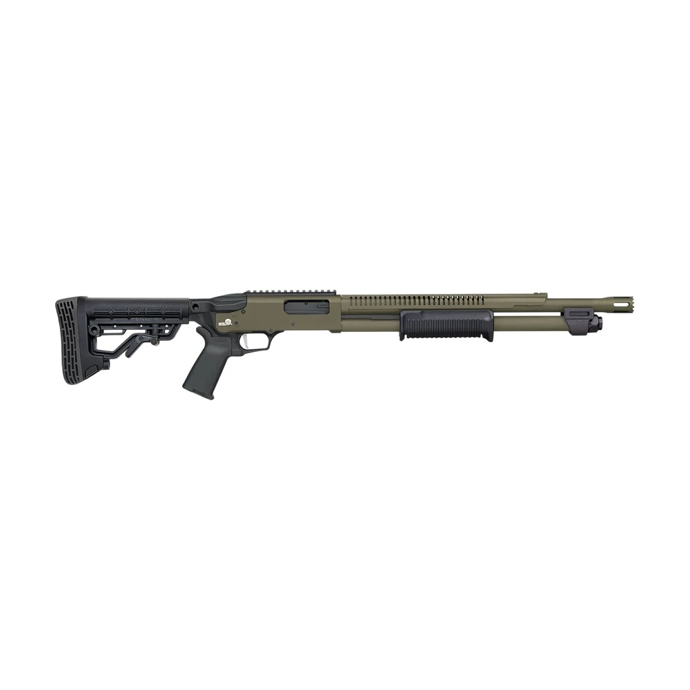 mossberg 50757 590r 12 gauge pump 3" 6+1 18.50" od green cerakote heat shield barrel, od green cerakote steel receiver, black ar mil spec adjustable synthetic stock, black magpul grip Mossberg 50757 590R 12 Gauge Pump 3" 6+1 18.50" OD Green Cerakote Heat Shield Sports South item 184742