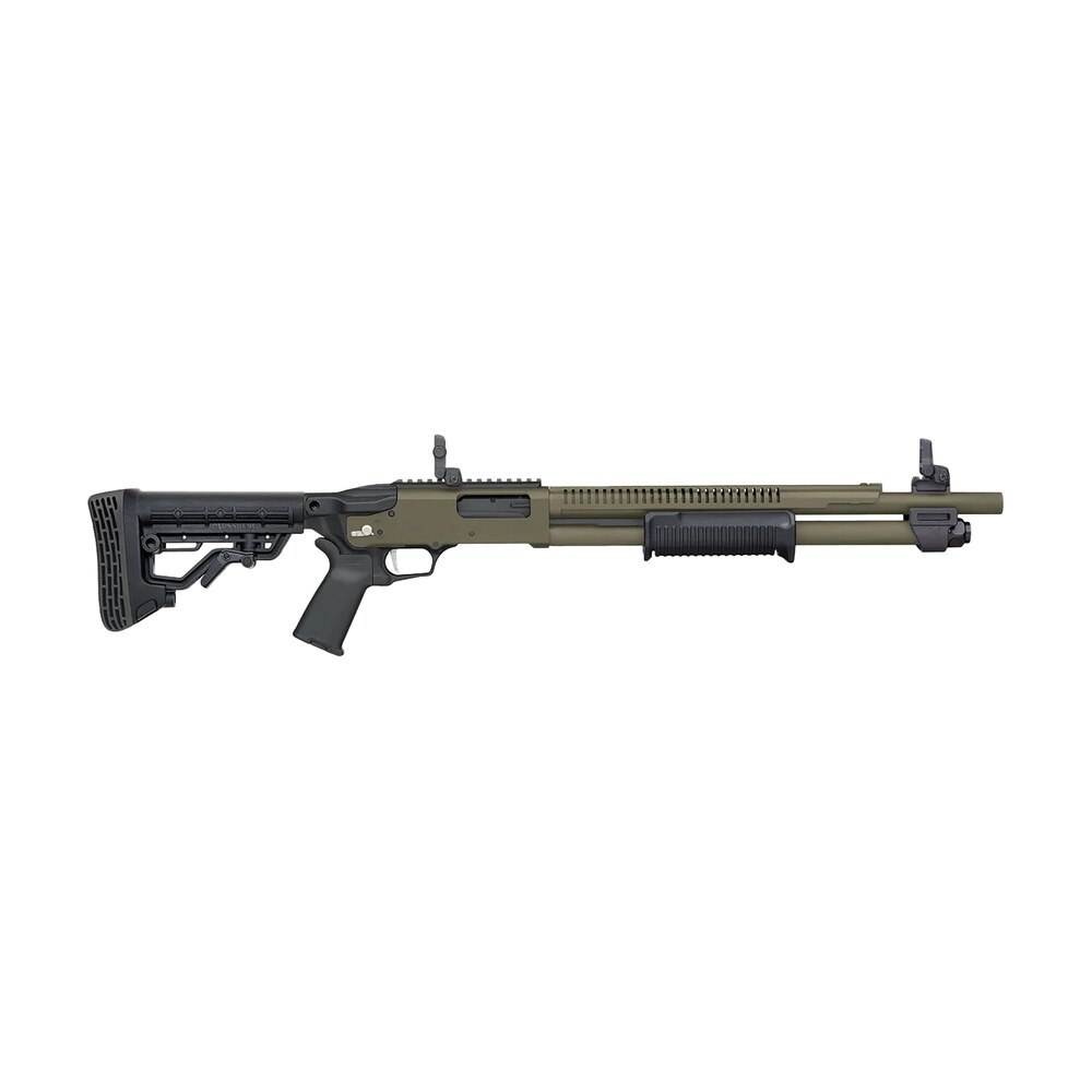 mossberg 50759 590r 12 gauge pump 3" 6+1 18.50" od green cerakote heat shield barrel, od green cerakote steel receiver, ar mil spec adjustable black synthetic stock, black polymer magpul grip Mossberg 50759 590R 12 Gauge Pump 3" 6+1 18.50" OD Green Cerakote Heat Shield Sports South item 184744
