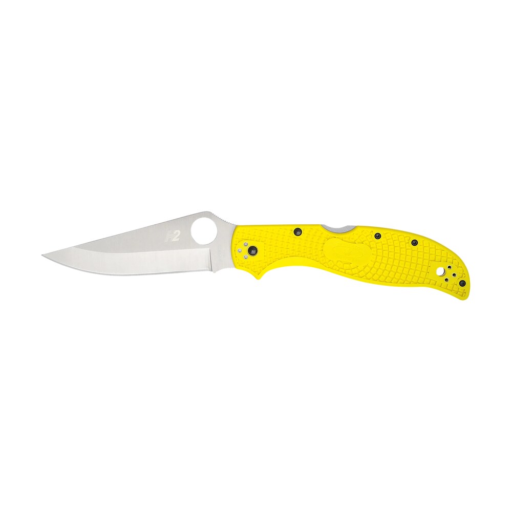 spyderco c258pyl stretch 2 xl lightweight 3.95" folding plain stonewashed h2 steel blade, yellow bi directional texturing frn handle Spyderco C258PYL Stretch 2 XL Lightweight 3.95" Folding Plain Stonewashed H2 Steel Blade, Sports South item 184970