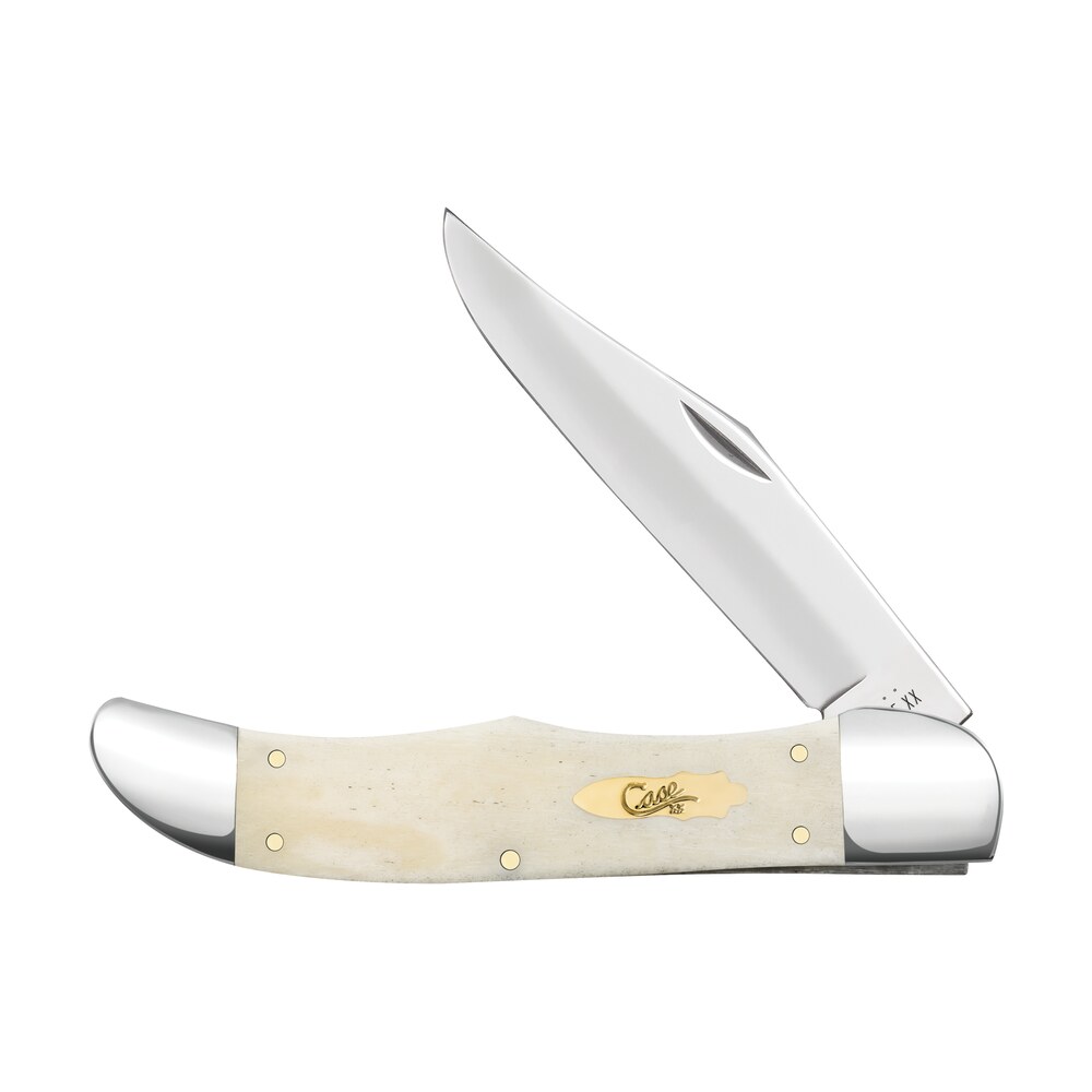 case 11024 hunter 4.10" folding clip point plain mirror polished tru sharp ss blade, smooth natural bone handle Case 11024 Hunter 4.10" Folding Clip Point Plain Mirror Polished Tru-Sharp SS Blade, Smooth Sports South item 185160