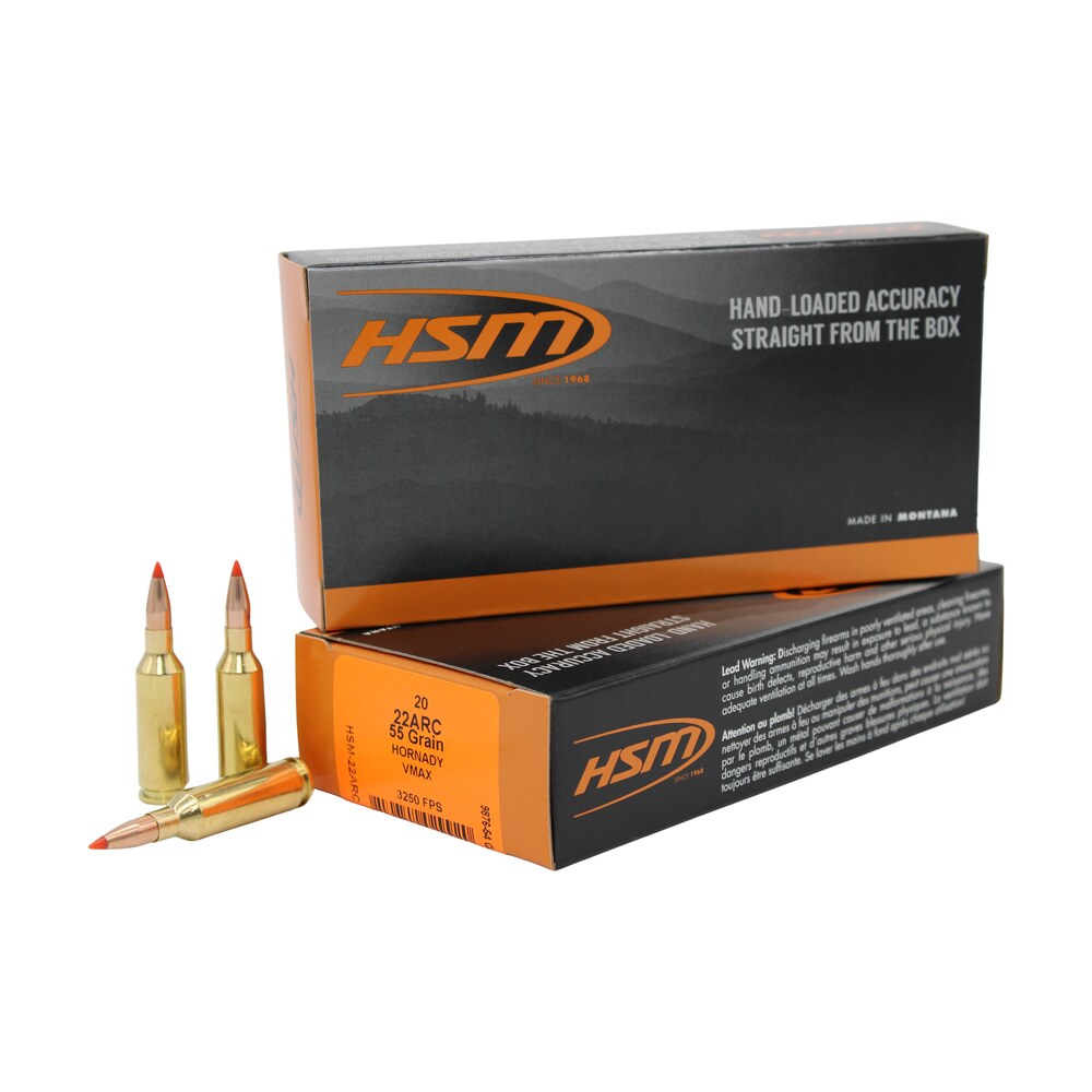 hsm 22arc2n varmint 22arc 55gr v max 20 per box/25 case HSM 22ARC2N Varmint 22ARC 55gr V-Max 20 Per Box/25 Case Sports South item 185443
