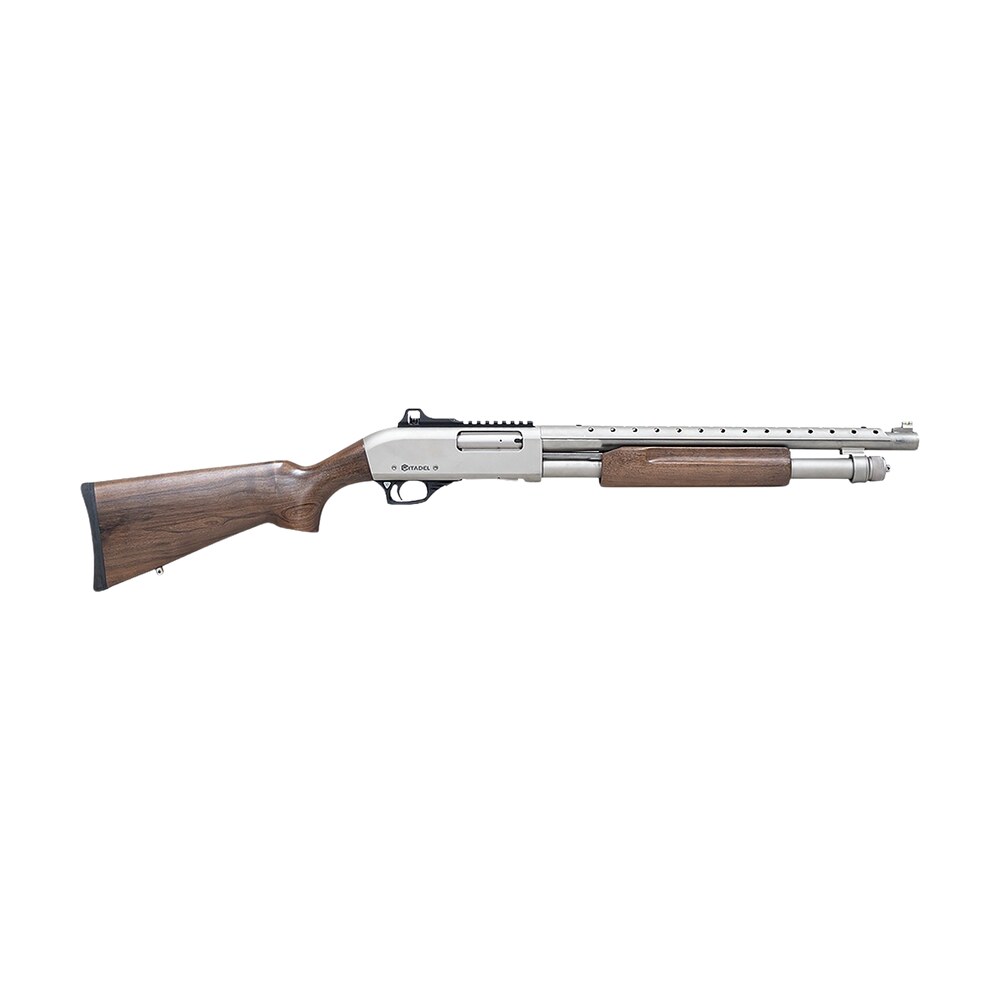 citadel frmn2020nkl mariner full size 20 gauge pump 3" 4+1 18.50" nickel finished heat shield barrel, nickel finished aluminum receiver w/picatinny rail, black fixed walnut stock Citadel FRMN2020NKL Mariner Full Size 20 Gauge Pump 3" 4+1 18.50" Nickel Finished Heat Shield Sports South item 185462