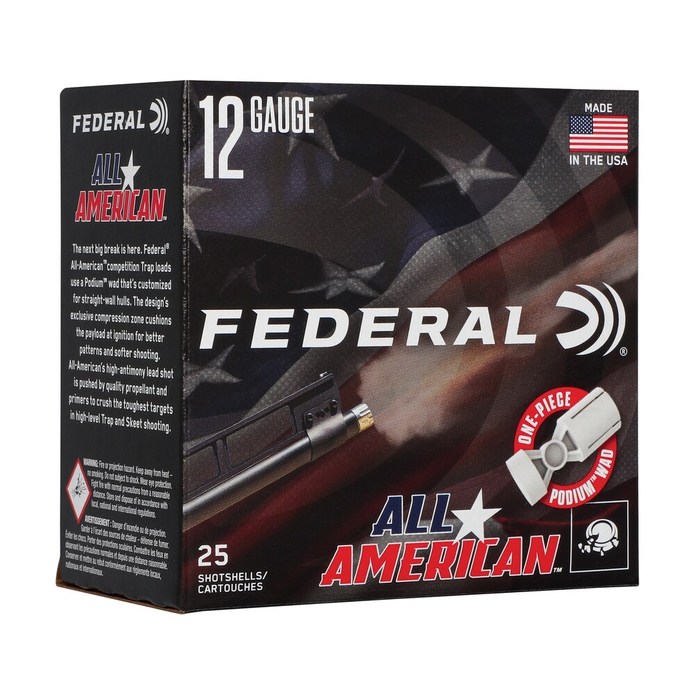 federal faa12l75 all american 12gauge 2.75" 1 1/8oz 7.5shot 25 per box/10 case Federal FAA12L75 All-American 12Gauge 2.75" 1 1/8oz 7.5Shot 25 Per Box/10 Case Sports South item 186061