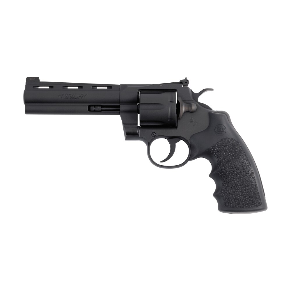 colt mfg pythonbm5rns python 357 mag/38 special 6 shot 5" matte blued vent rib carbon steel barrel, cylinder & frame, black rubber grip, exposed hammer Colt Mfg PYTHONBM5RNS Python 357 Mag/38 Special 6 Shot 5" Matte Blued Vent Rib Carbon Steel Sports South item 186357