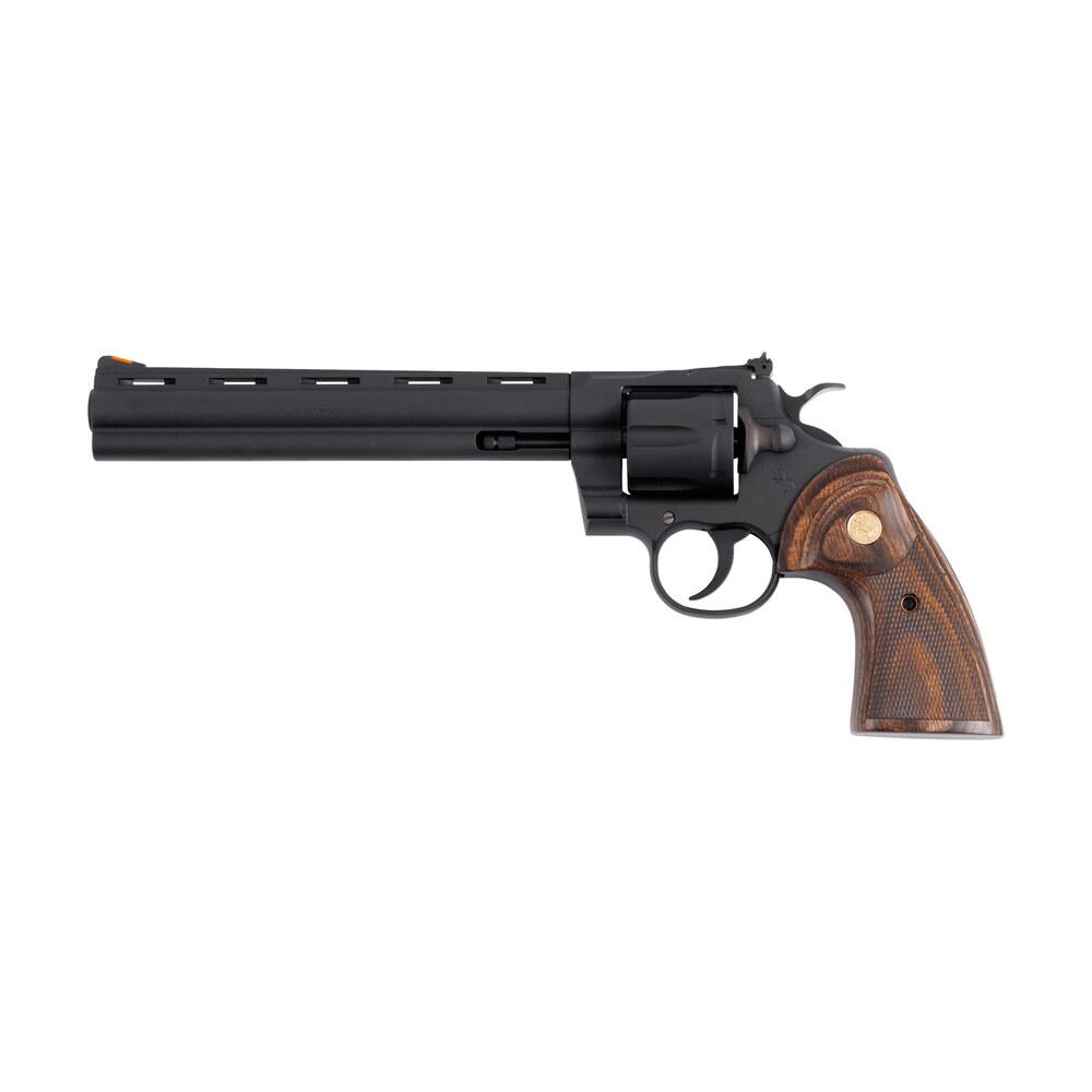 colt mfg pythonbm8wts python 357 mag/38 special 6 shot 8" matte blued vent rib carbon steel barrel, cylinder & frame, wood grip, exposed hammer Colt Mfg PYTHONBM8WTS Python 357 Mag/38 Special 6 Shot 8" Matte Blued Vent Rib Carbon Steel Sports South item 186358