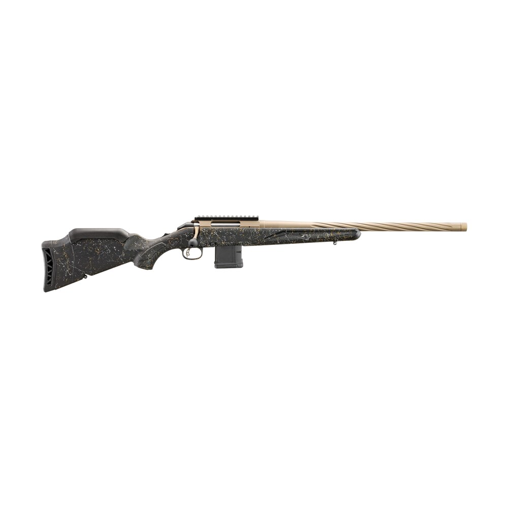 ruger 46974 american ii prairie full size 223 rem 10+1 20" smoked bronze cerakote spiral fluted threaded barrel & alloy steel receiver w/picatinny rail, black splatter adj lop synthetic stock Ruger 46974 American II Prairie Full Size 223 Rem 10+1 20" Smoked Bronze Cerakote Spiral Fluted Sports South item 186742