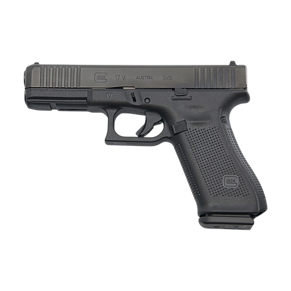 glock pv1750201 g17 v standard frame 9mm luger 10+1 4.49" black gmb barrel, black ndlc steel serrated slide, black polymer frame w/accessory rail, textured polymer grip, ambidextrous Glock PV1750201 G17 V Standard Frame 9mm Luger 10+1 4.49" Black GMB Sports South item 186880