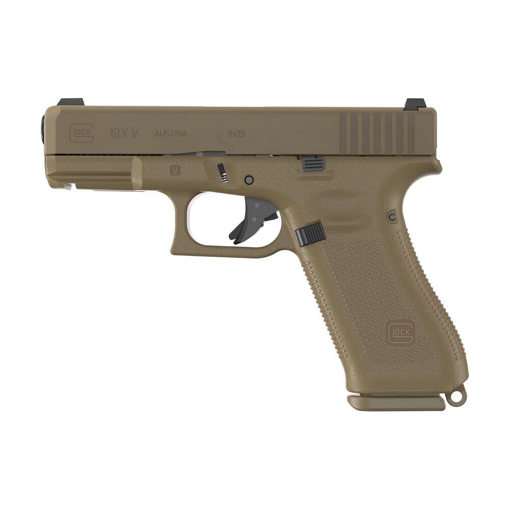 glock uv1950701x g19x v 9mm luger 10+1 4.02" black gmb barrel, coyote npvd steel serrated slide, coyote brown polymer frame, textured polymer grip, ambidextrous Glock UV1950701X G19X V 9mm Luger 10+1 4.02" Black GMB Sports South item 186890