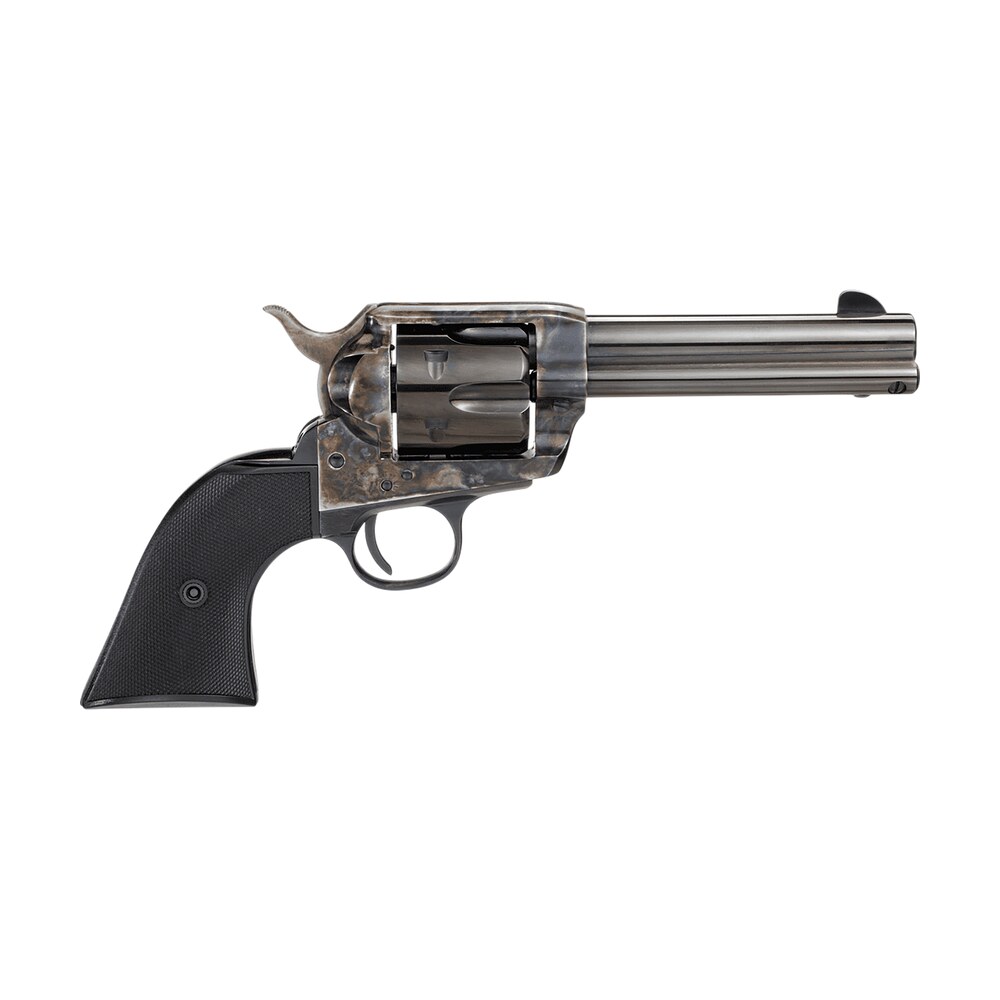 taylors & company 200109 1873 pietta 9mm luger 6 shot 4.75" blued round barrel, blued cylinder, color case hardened steel frame, black checkered plastic navy grip, manual safety, exposed hammer Taylors & Company 200109 1873 Pietta 9mm Luger 6 Shot 4.75" Blued Round Sports South item 187274