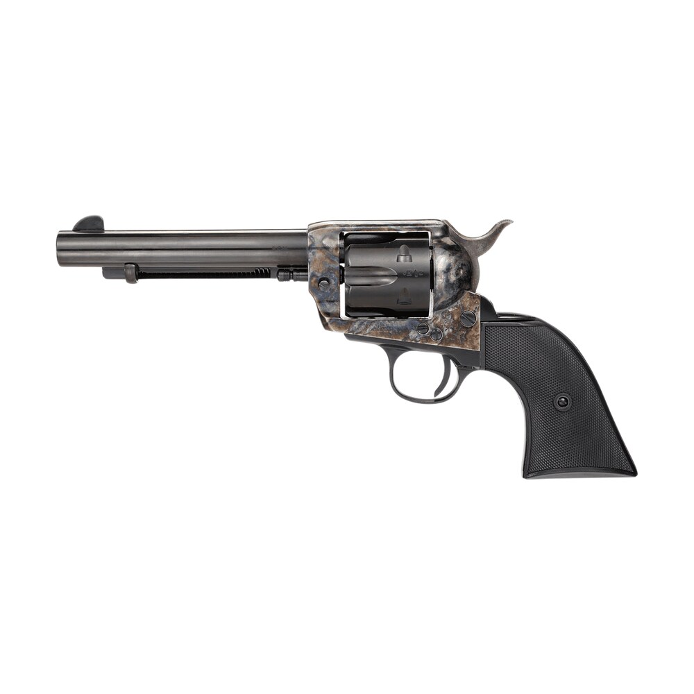 taylors & company 200110 1873 pietta 9mm luger 6 shot 5.50" blued round barrel, blued cylinder, color case hardened steel frame, black checkered plastic navy grip, manual safety, exposed hammer Taylors & Company 200110 1873 Pietta 9mm Luger 6 Shot 5.50" Blued Round Sports South item 187275