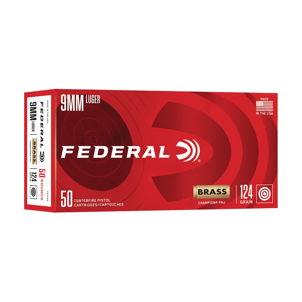 federal c9124a 9mmluger 124gr full metal jacket 50/box Federal C9124A 9mmLuger 124gr Full Metal Jacket 50/Box Sports South item 187399