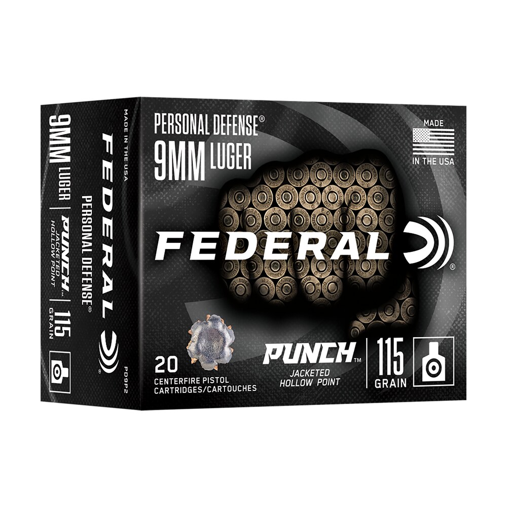federal pd9p2 punch 9mmluger 115gr jacketed hollow point 20/box Federal PD9P2 Punch 9mmLuger 115gr Jacketed Hollow Point 20/Box Sports South item 187401
