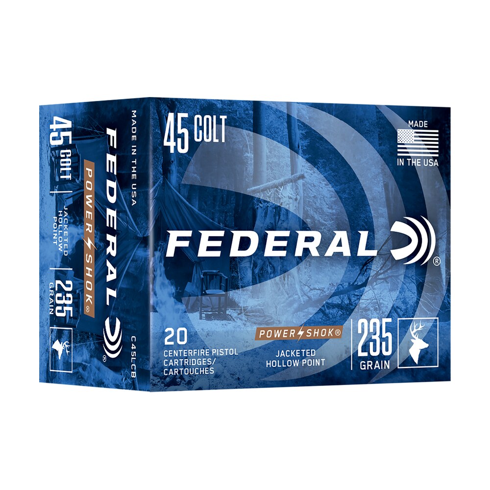 federal c45lcb power shok 45colt 235gr jacketed hollow point 20 per box/10 case Federal C45LCB Power-Shok 45Colt 235gr Jacketed Hollow Point 20 Per Box/10 Case Sports South item 187405