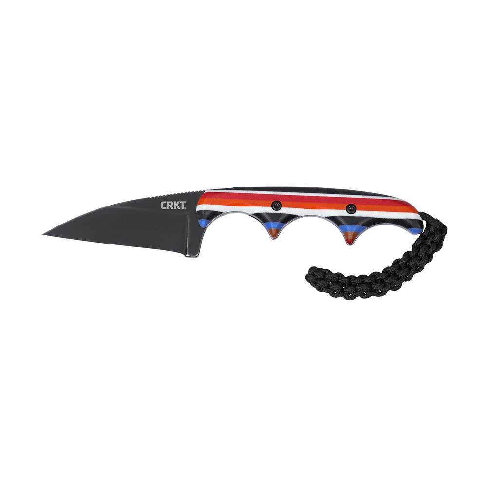 crkt 2385g minimalist 1.98" fixed wharncliffe plain black stonewashed d2 steel blade, red/white/blue g10 handle CRKT 2385G Minimalist 1.98" Fixed Wharncliffe Plain Black Stonewashed D2 Steel Blade, Sports South item 187524