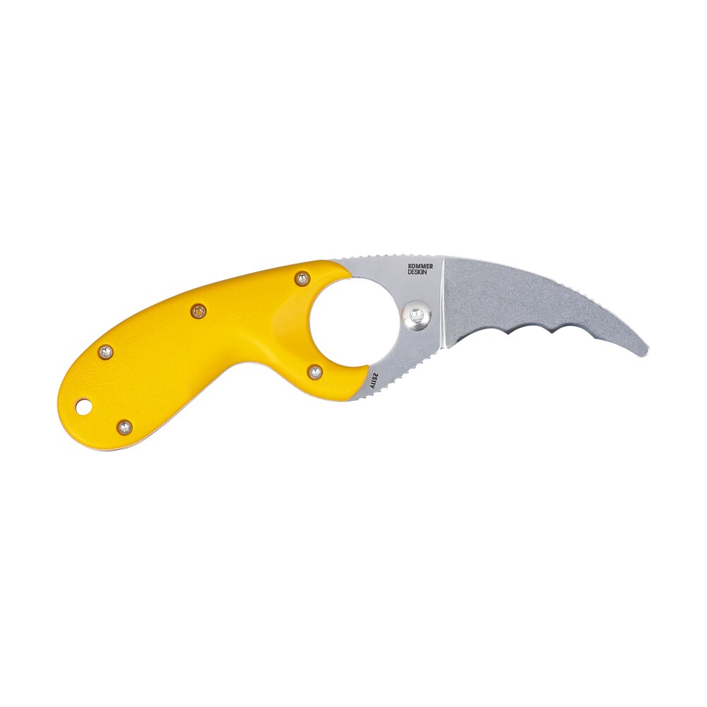 crkt 2511y bear claw 2.39" fixed hawkbill serrated powder coated aus8a ss blade, yellow textured grn handle CRKT 2511Y Bear Claw 2.39" Fixed Hawkbill Serrated Powder Coated AUS8A SS Blade, Yellow Sports South item 187526