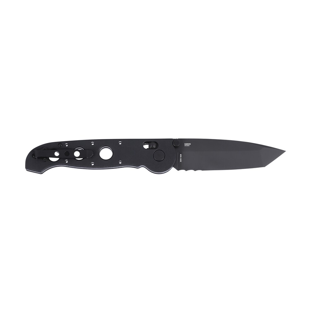 crkt m1614xk m16 14xk 3.97" folding tanto part serrated black tini d2 steel blade, black grivory handle CRKT M1614XK M16 14Xk 3.97" Folding Tanto Part Serrated Black TiNi D2 Steel Blade, Black Sports South item 187546