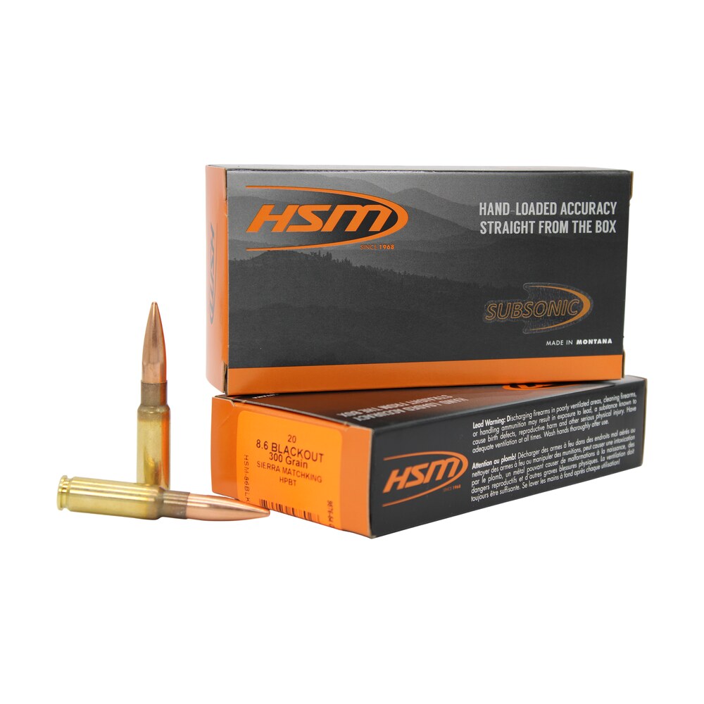 hsm 86blk1n 8.6blackout 300gr hollow point boat tail 20 per box/25 case HSM 86BLK1N 8.6Blackout 300gr Hollow Point Boat Tail 20 Per Box/25 Case Sports South item 187612