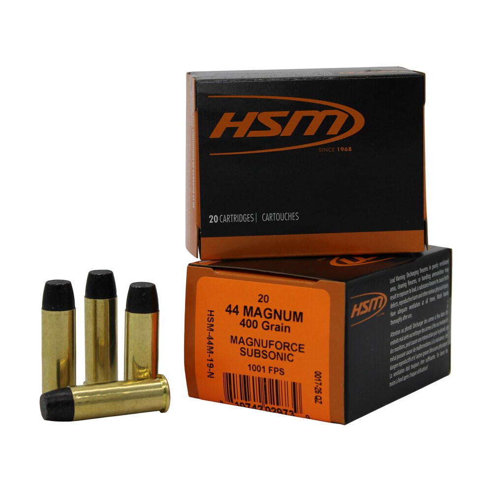 hsm 44m19n 44remmag subsonic 400gr hard cast long flat nose 20 per box/20 case HSM 44M19N 44RemMag Subsonic 400gr Hard Cast Long Flat Nose 20 Per Box/20 Case Sports South item 187613