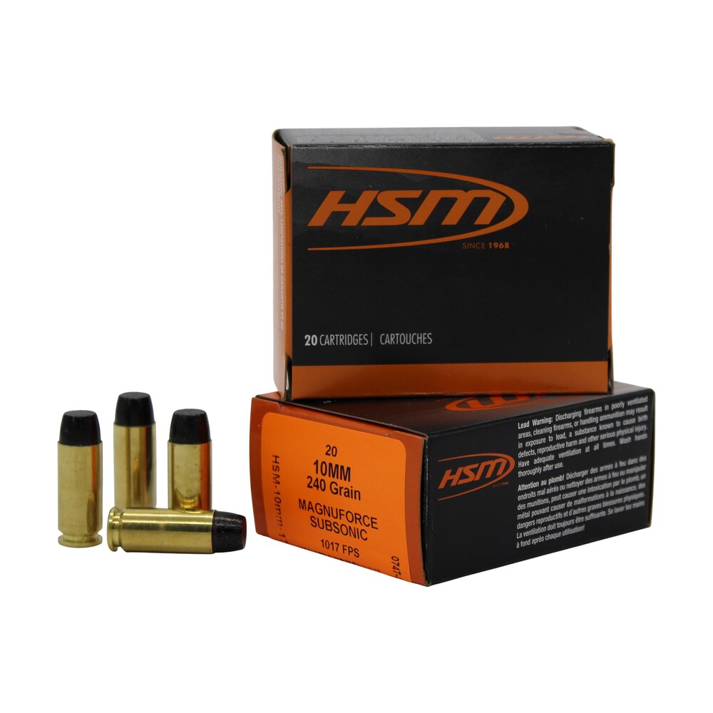 hsm 10mm17n 10mmauto subsonic 240gr hard cast long flat nose 20 per box/20 case HSM 10MM17N 10mmAuto Subsonic 240gr Hard Cast Long Flat Nose 20 Per Box/20 Case Sports South item 187617