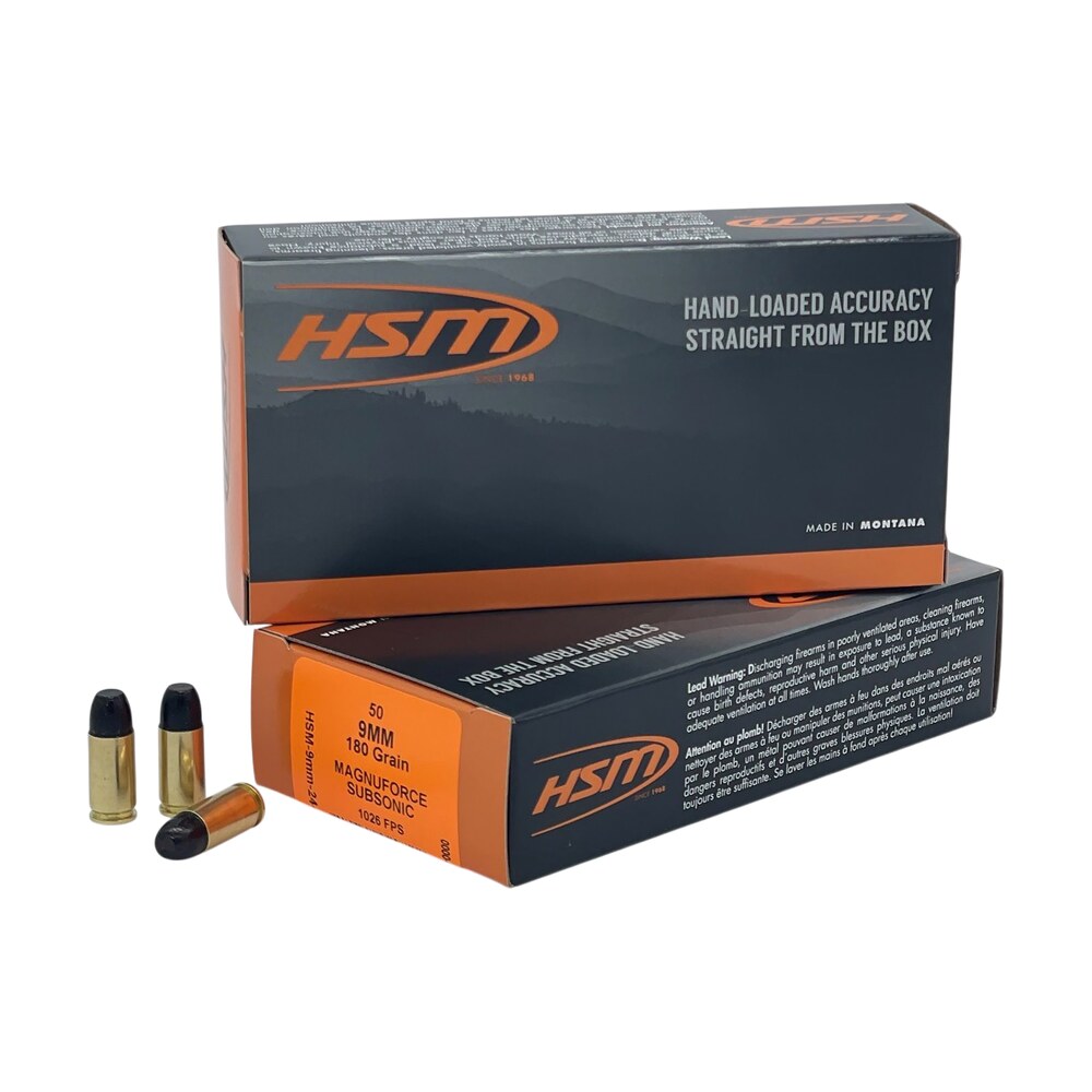 hsm 9mm24n 9mmluger subsonic 180gr hard cast long flat nose 50 per box/10 case HSM 9MM24N 9mmLuger Subsonic 180gr Hard Cast Long Flat Nose 50 Per Box/10 Case Sports South item 187618