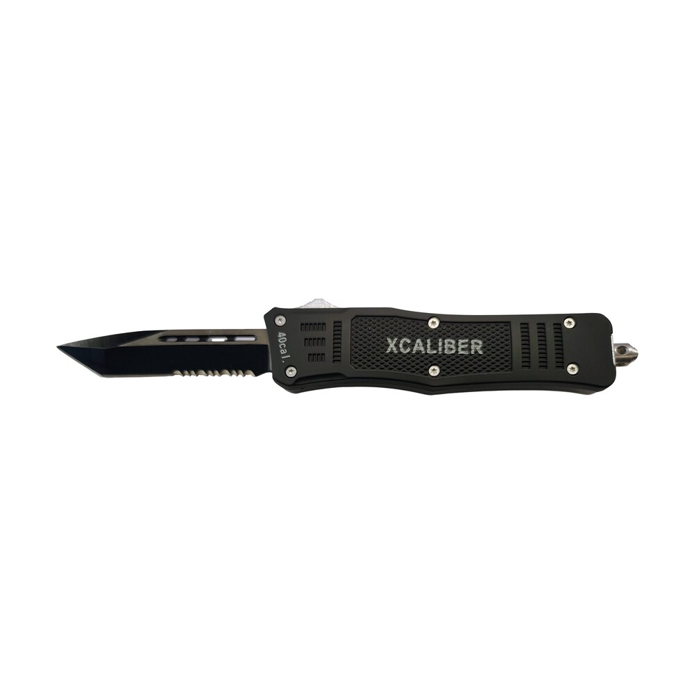 xcaliber knife company 40 cal medium 3.25" otf tanto part serrated 440c ss blade, 4.64" steel handle Xcaliber Knife Company 40 Cal Medium 3.25" OTF Tanto Part Serrated 440C SS Blade, 4.64" Steel Sports South item 187765