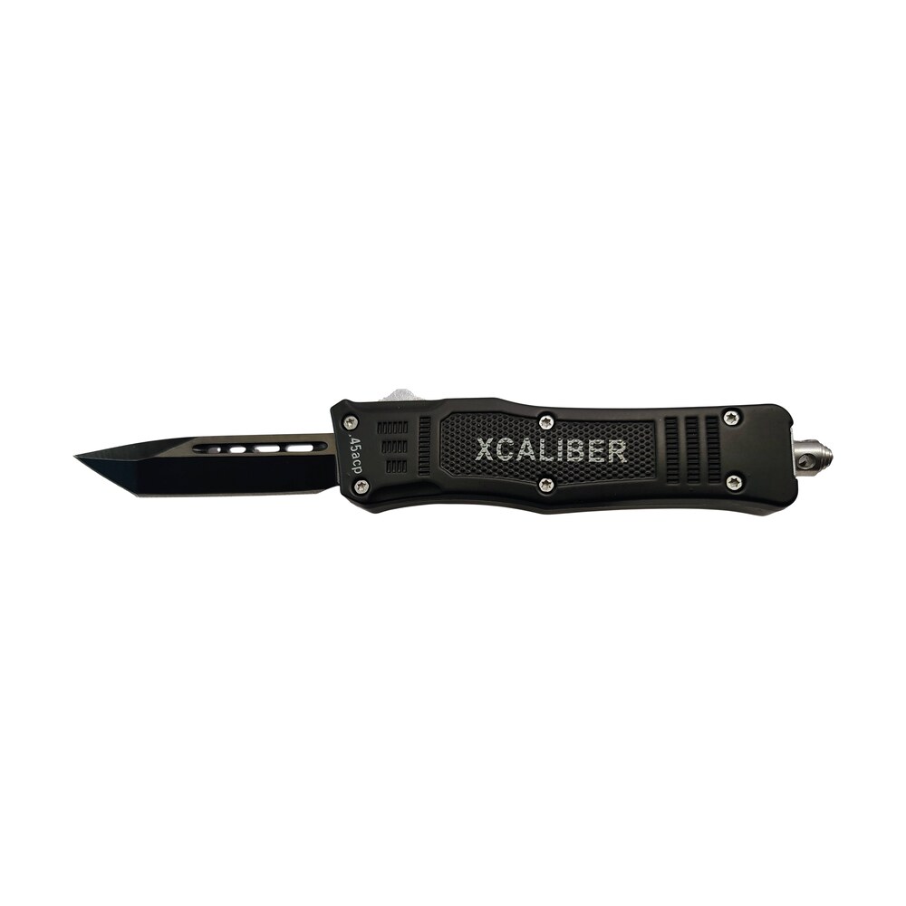 xcaliber knife company 45 acp small 2.75" otf tanto plain black 440c ss blade, 3.91" steel handle Xcaliber Knife Company 45 ACP Small 2.75" OTF Tanto Plain Black 440C SS Blade, 3.91" Steel Sports South item 187767
