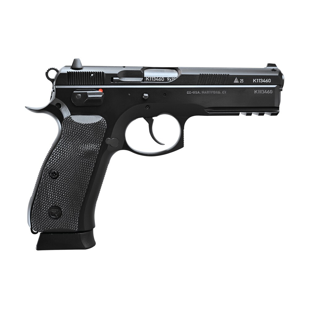 cz usa 75 sp 01 50th anniversary elite 9mm luger 19+1 4.60" black steel barrel & 50th anniversary engraved/serrated slide, black polycoat steel frame w/picatinny rail & beavertail, black rubber grip CZ-USA 75 SP-01 50th Anniversary Elite 9mm Luger 19+1 4.60" Black Steel Barrel & 50th Sports South item 188174