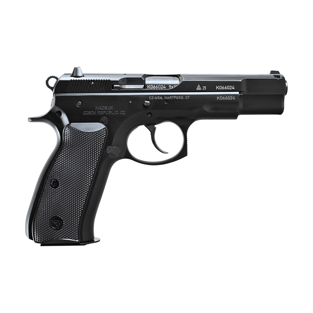 cz usa 75b 50th anniversary elite 9mm luger 16+1 4.60" black barrel, engraved 50th anniversary/serrated slide, black polycoat steel frame w/beavertail, black plastic grip CZ-USA 75B 50th Anniversary Elite 9mm Luger 16+1 4.60" Black Sports South item 188176